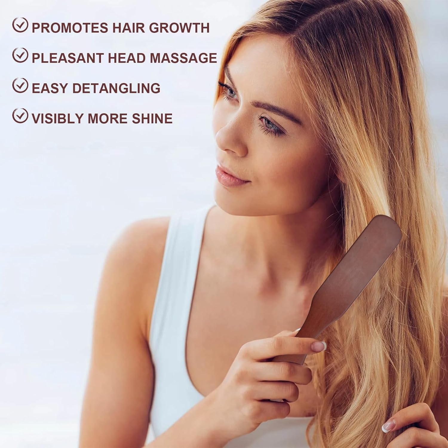 HENGBIRD Boar Bristle Hair Brush, 2 Hair Brush, Beard Brush, Wet Brush, Sleek Bun Brush, Wild Boar Bristles, Teasing Hair Brush, Tail Comb, Professional Salon Comb, Reduces Hair Breakage image number 6