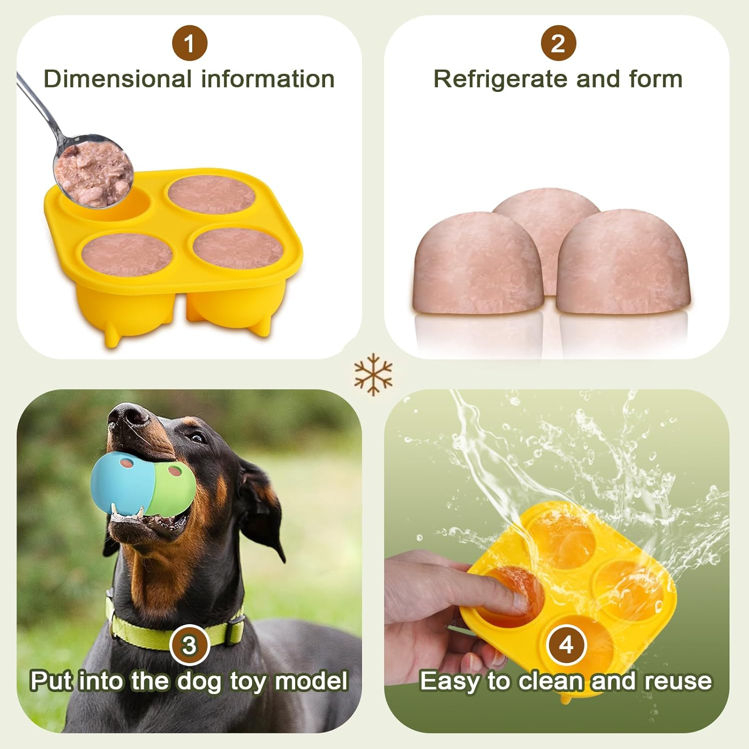 Yeebeny Dog Treat Molds for Freezer - Yellow Snack Tray for Small Dogs, Freeze Refill Treats, Easy to Clean Silicone Mold image number 4