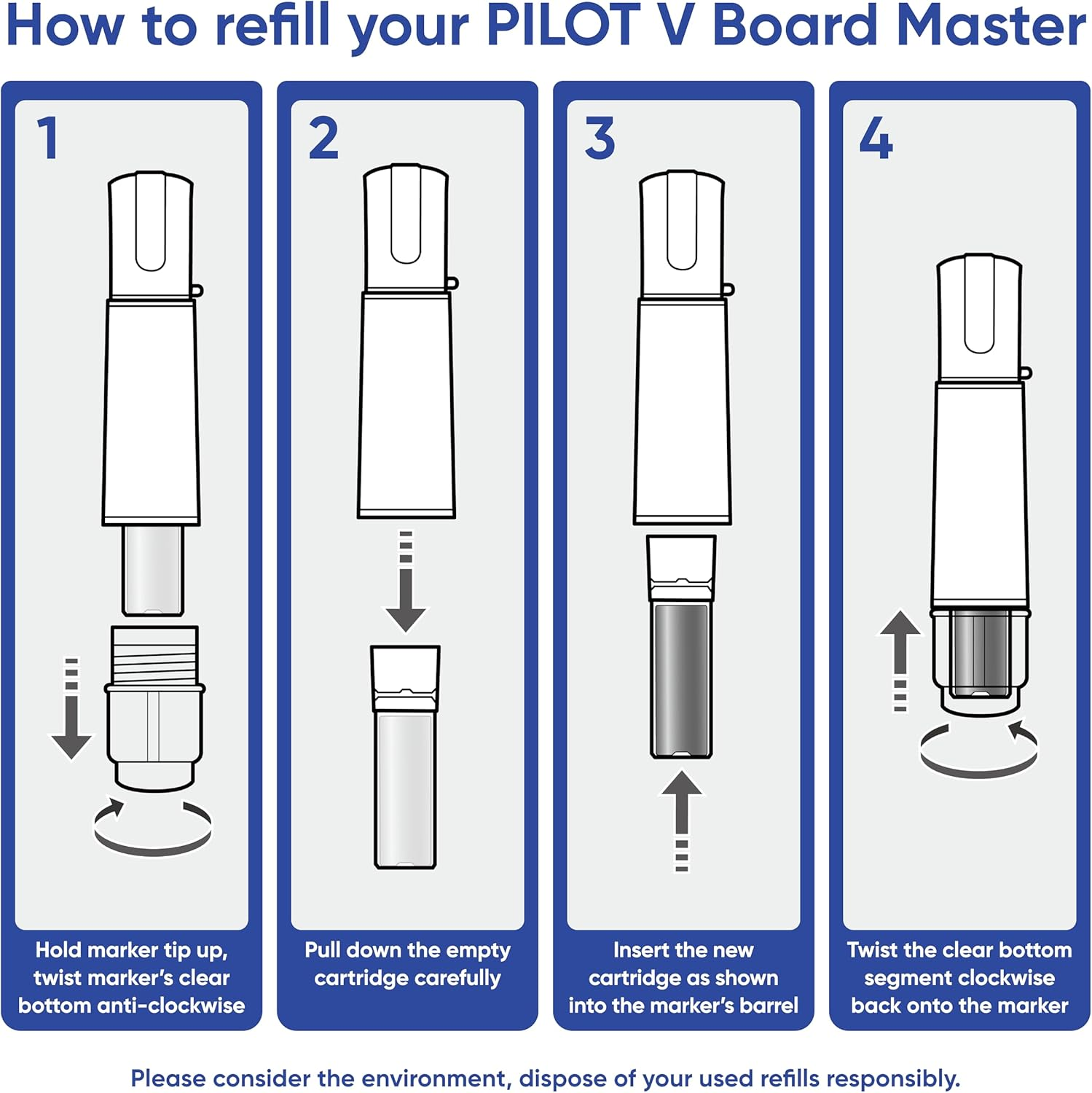 Pilot Refill for V Board Master Marker Bullet/Chisel Tip - Black, Box of 12 - Black image number 4