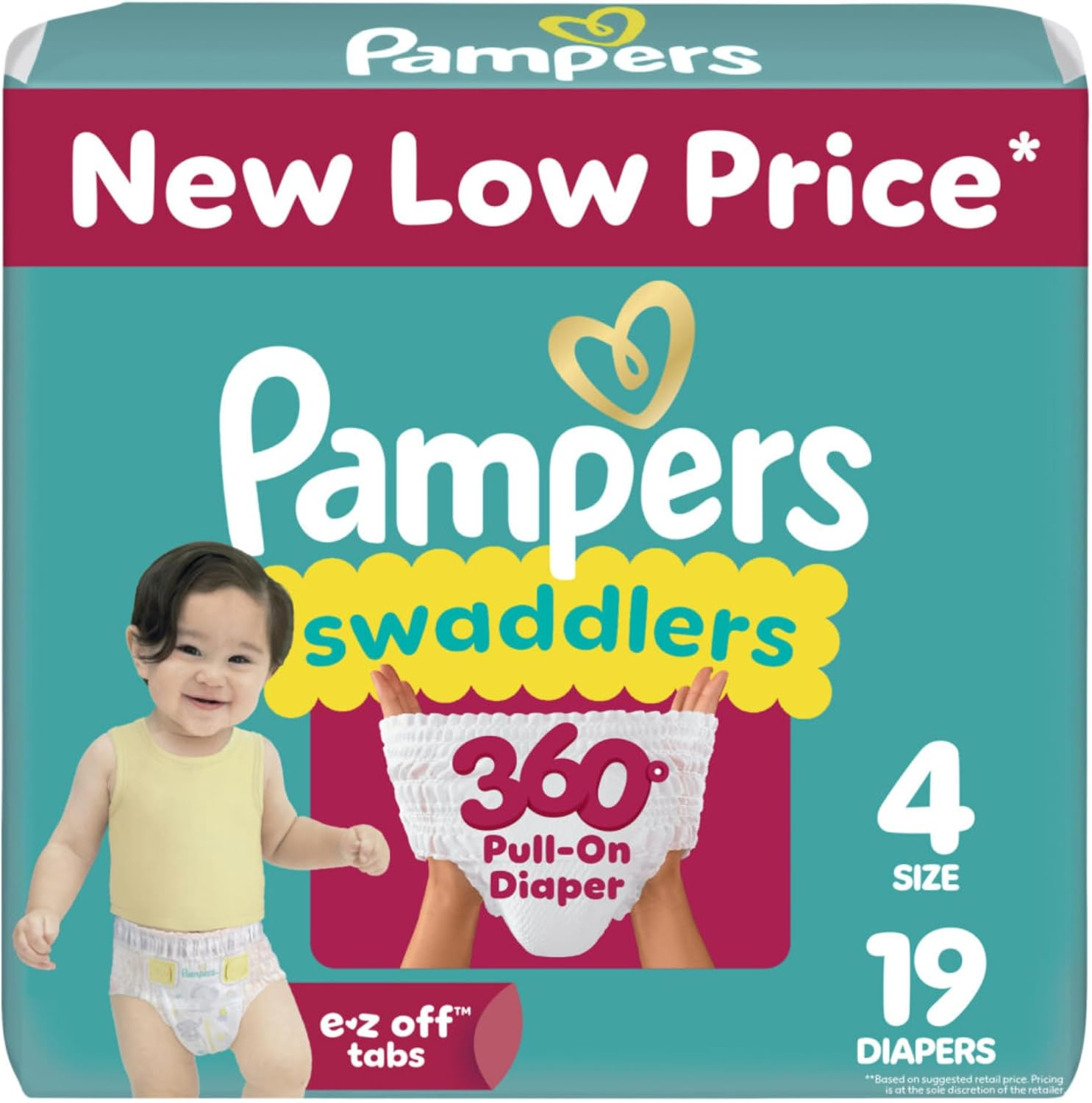 Pampers Swaddlers 360 Pull-On Diapers, Size 4 (16-28 Lbs), 19 Count, for up to 100% Leakproof Skin Protection image number 3