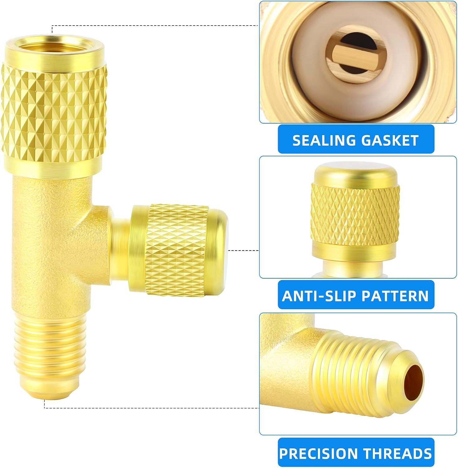 ERGAOBOY 2 Pcs 1/4 Inch Male & Female SAE Flare Brass Quick Coupler Tee Adapter,Suitable for the Gauge Deep Vacuum Pump Manifold image number 6