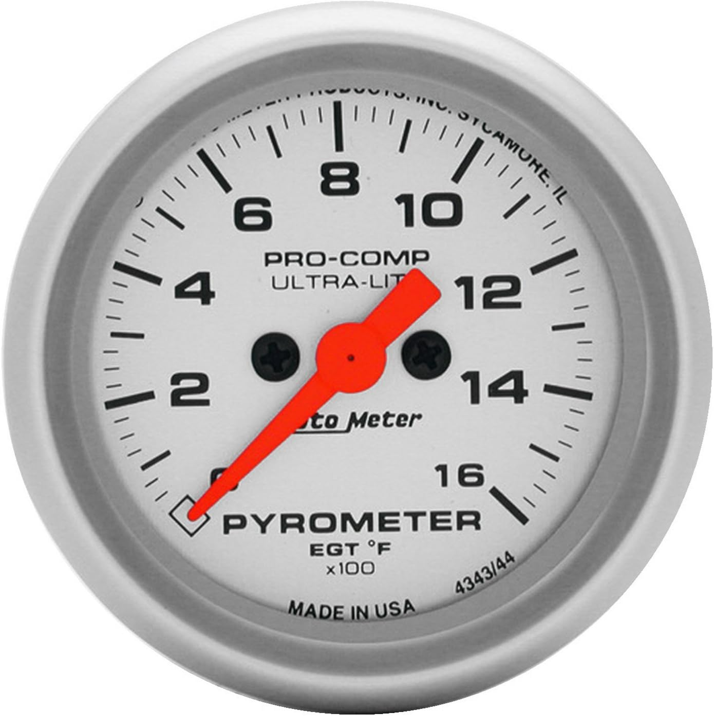 Autometer Gauge, Ultra-Lite, Pyrometer (EGT), 2 1/16 In., 1600 Degrees F, Digital Stepper Motor, Analog, Each