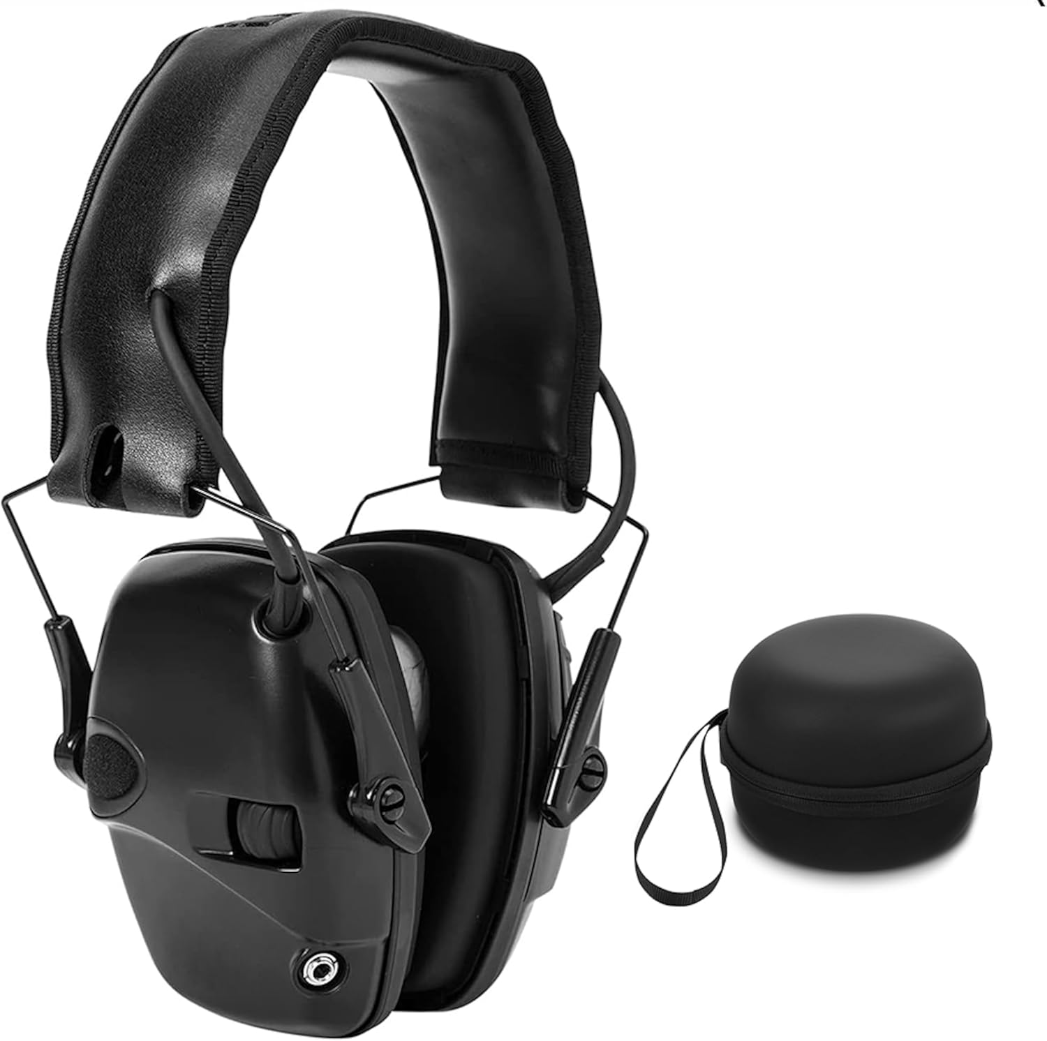 Electronic Shooting Ear Protection with 4X Sound Amplification, Noise Reduction Earmuffs for Gun Range plus Free Case