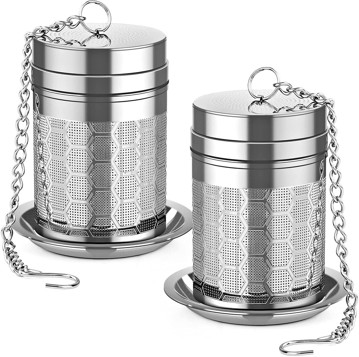 Tea Infusers for Loose Leaves, (2 Pack) 18/8 Stainless Steel Strainer Set, Extra Fine Mesh Steeper for Brewing, Spices & Seasoning image number 2
