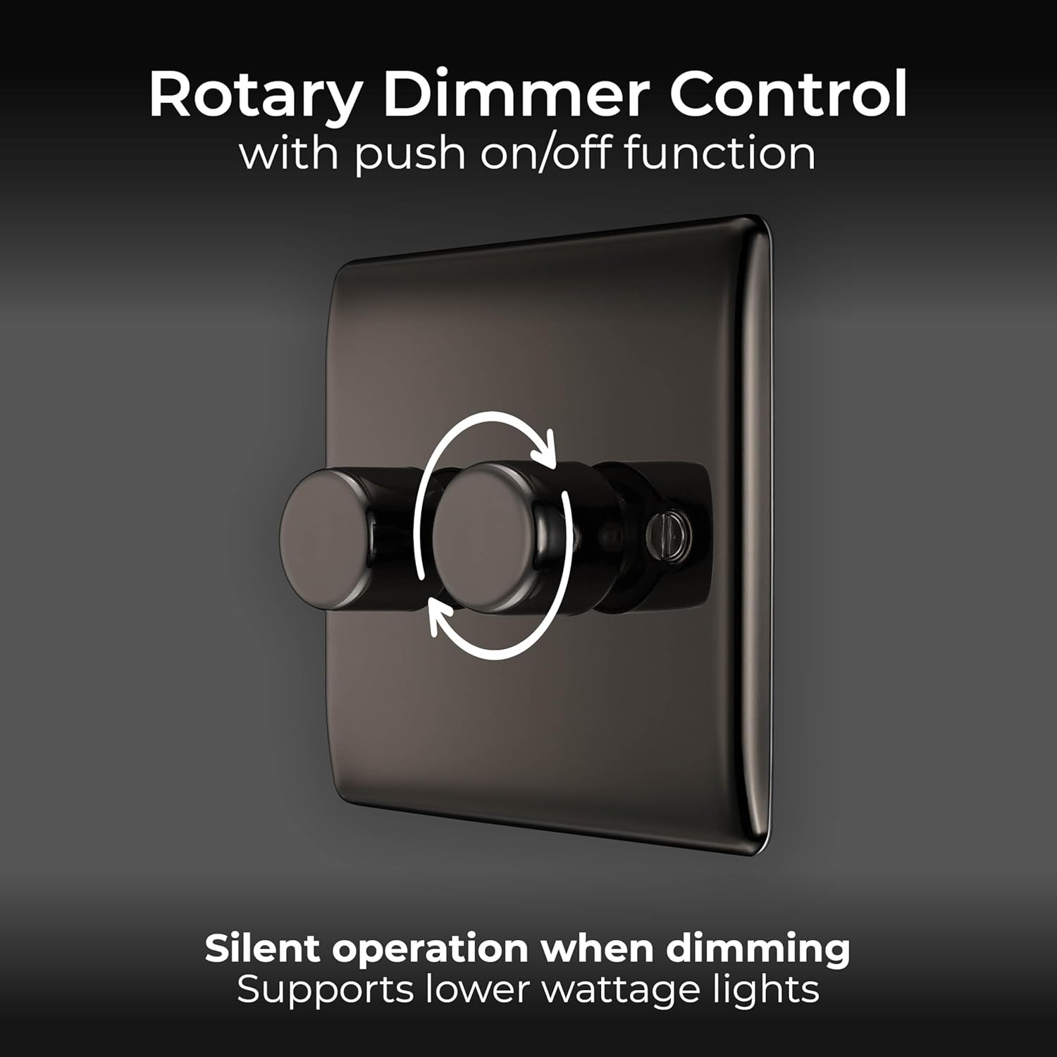 BG Electrical Intelligent Double Wall Dimmer Switch, 2 Way, Raised Profile, round Edges, Nexus Metal, Black Nickel, 200W, NBN82 image number 5