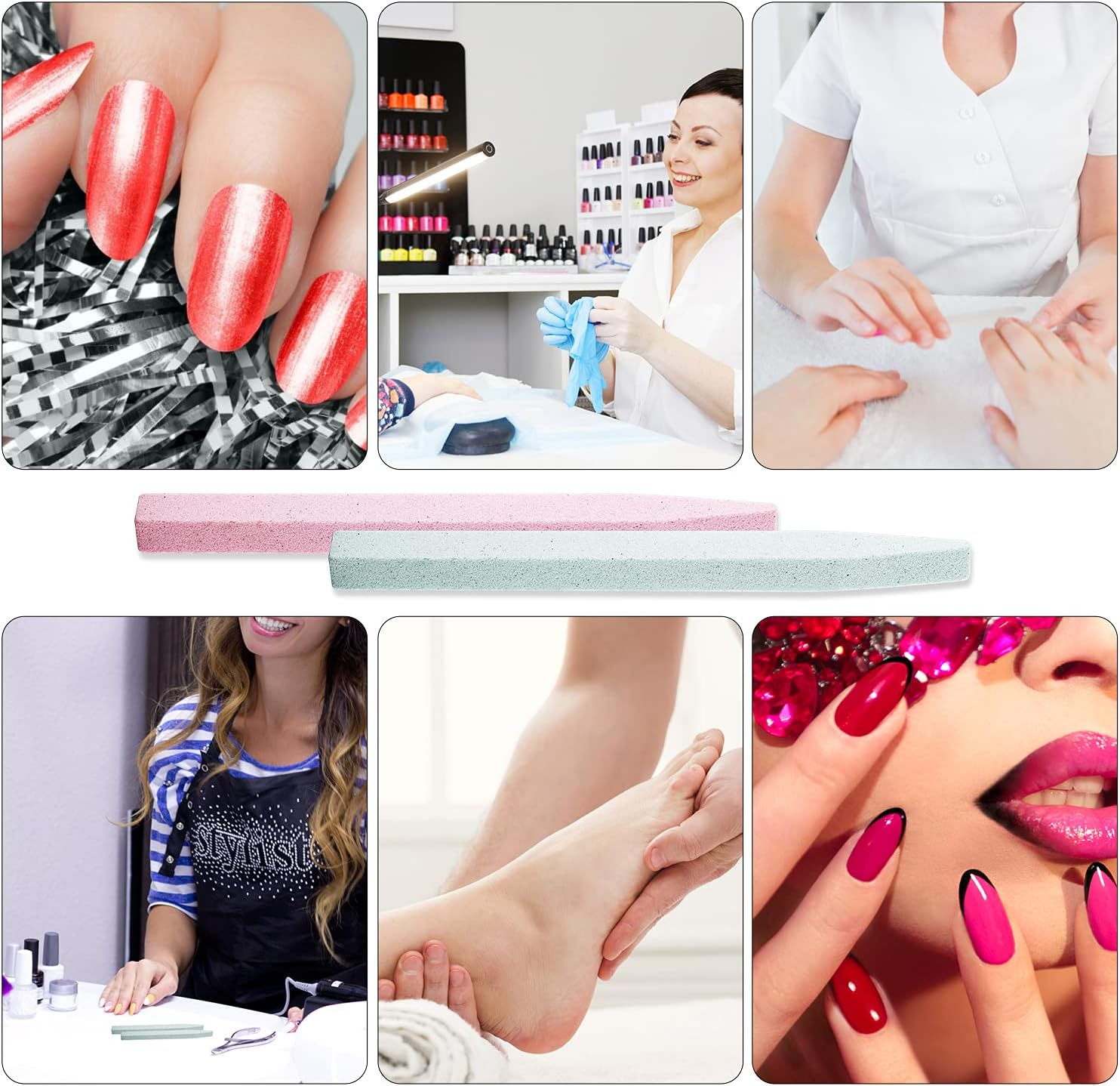 Acycoin2A 5PCS Pumice Stone Nail Art File Nail Cuticle Pusher Trimmer Pedicure Manicure Buffing Tool image number 1