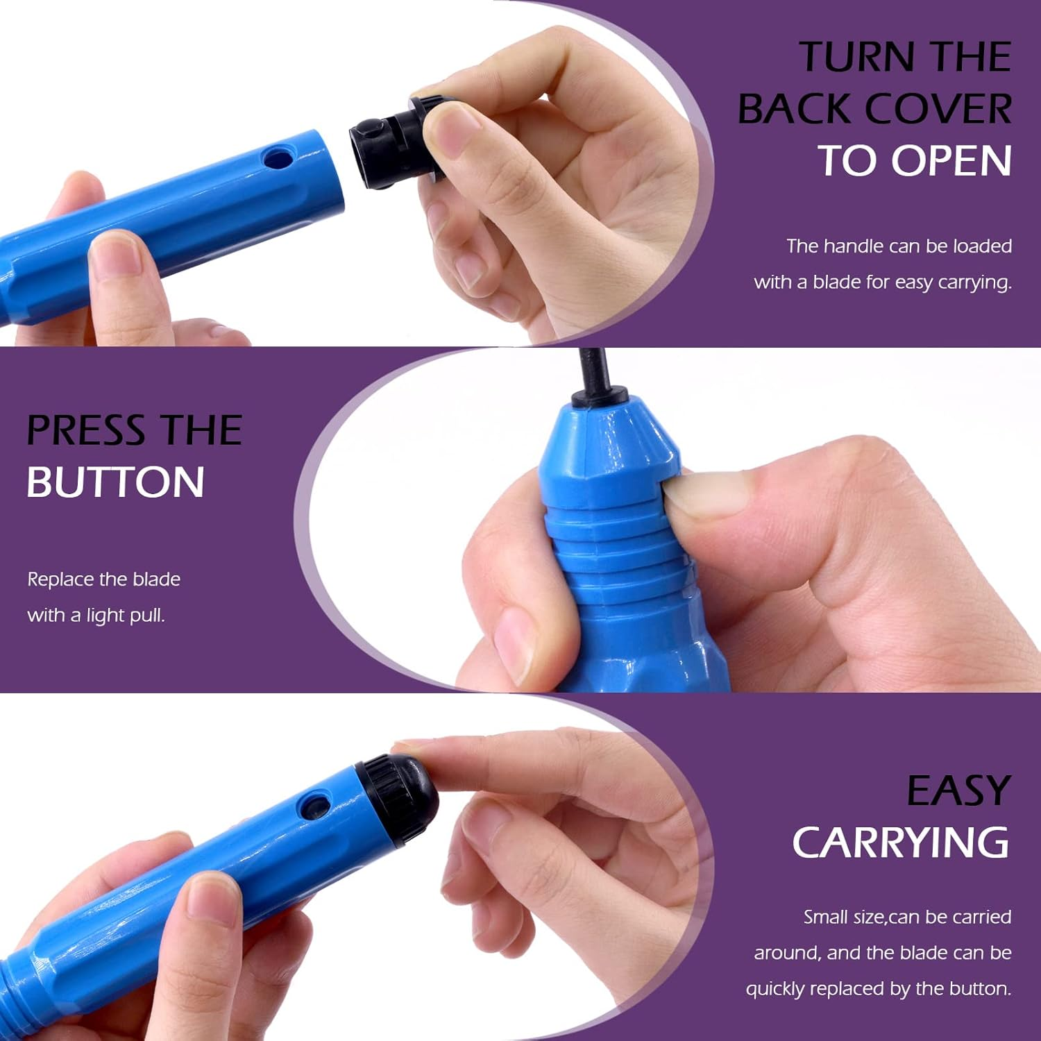 Swpeet 1Pcs Metal Deburring Tool with 10 Pcs Replacement Blades Assortment Kit, Rotary Deburr Blades Set with Handle Debur Knife, Great Burr Remover Hand Tool for Plastic, Wood, Aluminum, Copper image number 3