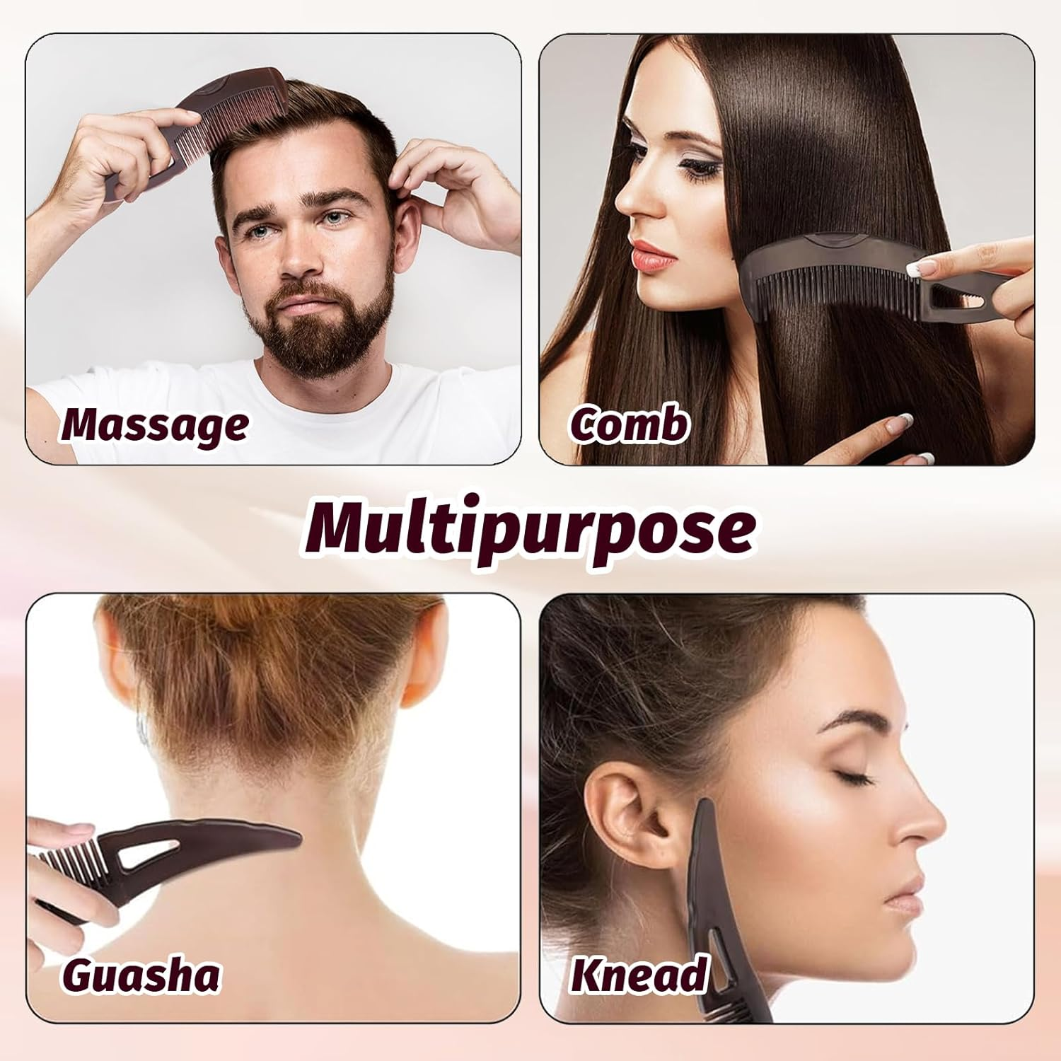 Sularpek Pack of 2 Dandruff Comb, Energy Massage Dandruff Comb, Dandruff Comb with Handle, Hair Comb, Scalp Comb, Scalp Detox Comb, Effective Cleaning and Scalp Massage for Men and Women image number 2