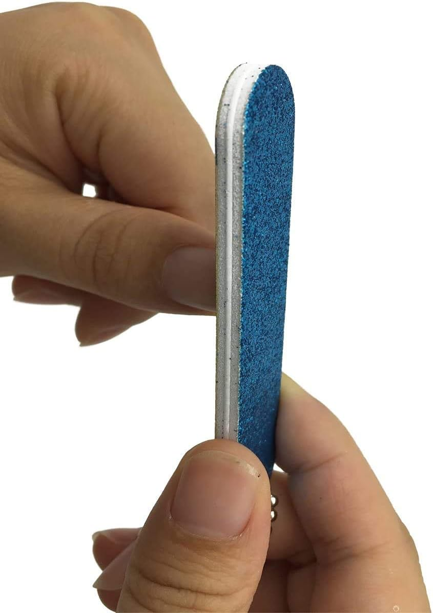 VOSAIDI 10 Pcs Professional Nail Files Nail Tool Shining Blue and Green Mini Nail Colorful Files with Chain Double Sided Emery Board 180 Grit image number 4