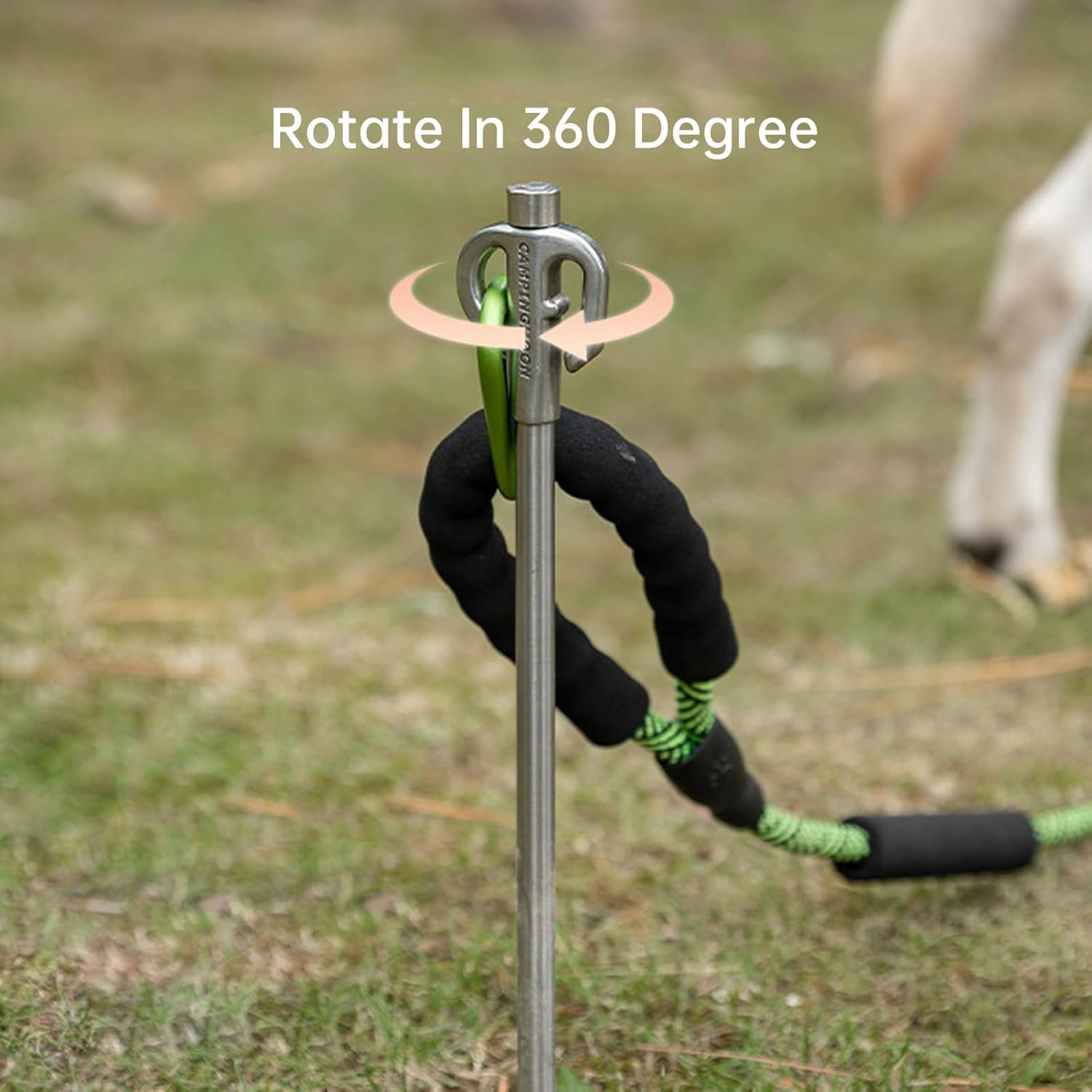 Stainless Steel Dog Tie Out Stake 360&deg; Swivel Heavy Duty Strongest Dog Ground Anchor Spike Camp Nails Camping Accessories for Tie-Out Cable Chain 30CM - 11.8Inch image number 2
