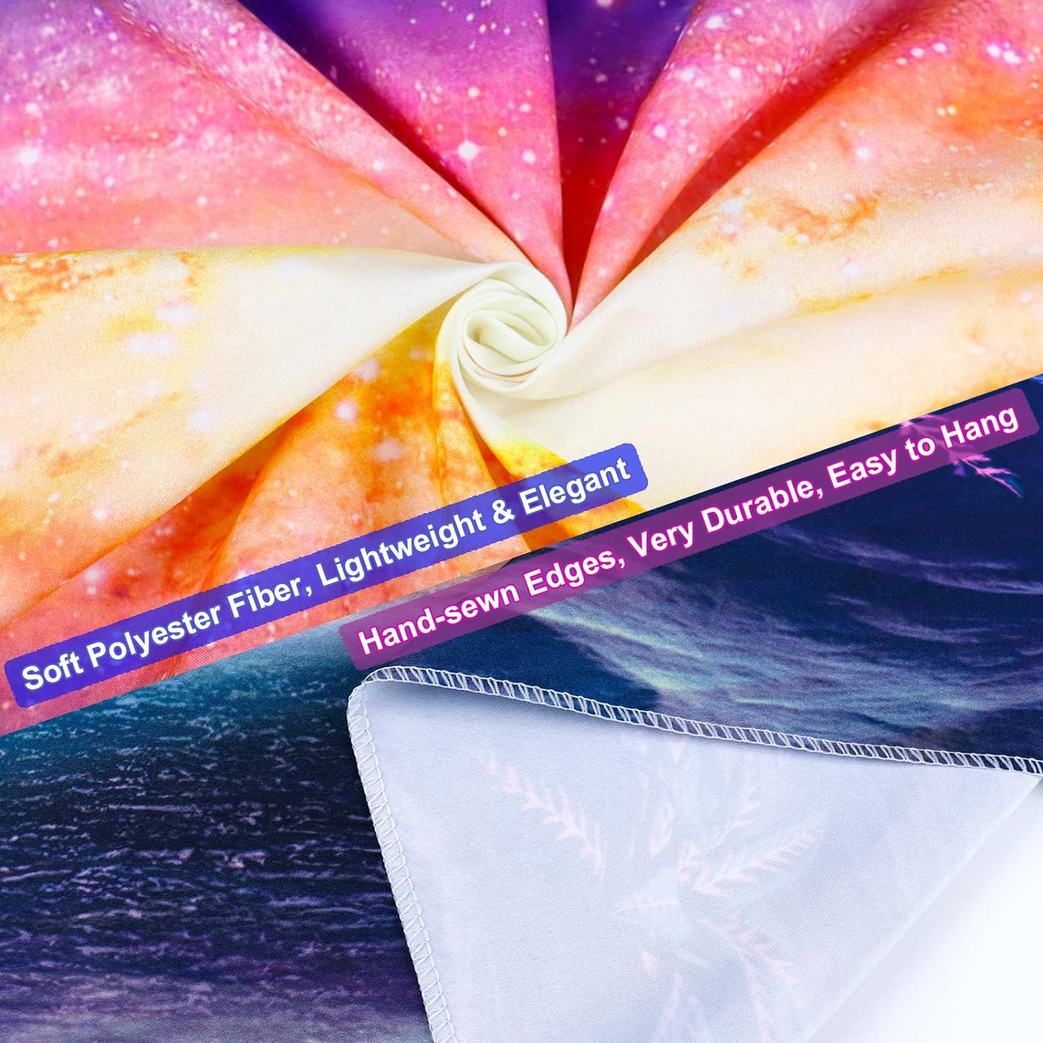 Blacklight Galaxy Tapestry Trippy Planet UV Reactive Waterfall Landscape Fantasy Mountain Wave Wall Mysterious Neon Mushroom Plants Hanging for Room, M/51.2'' &times; 59.1'' image number 1