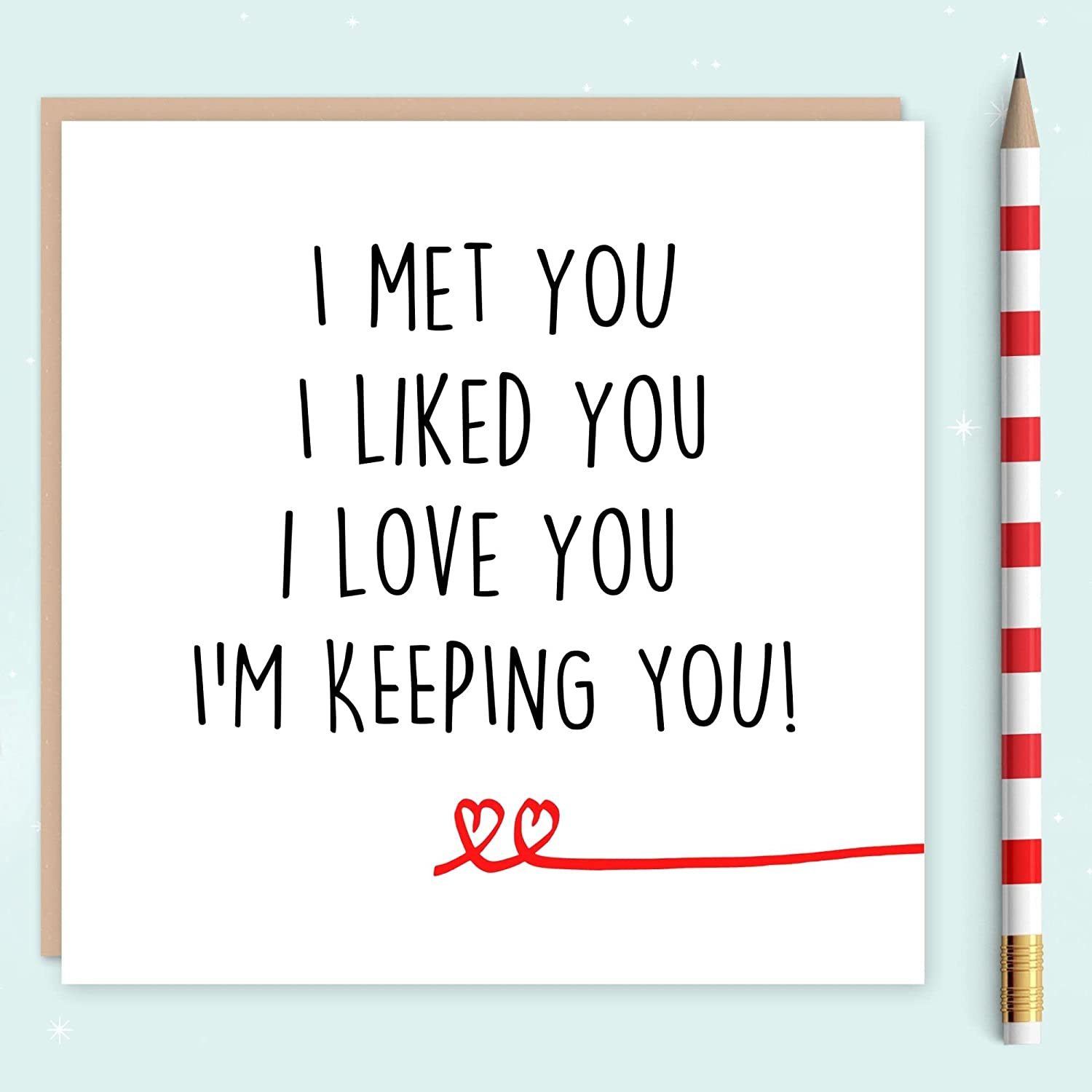 Happy Wedding Anniversary Cards | Valentines Cute Funny Card | for Wife Husband Girlfriend Boyfriend Him Her | Partner Gay LGBT Gift | Handcrafted | 1St 2Nd 3Rd 4Th 5Th Year Ruby Tin Golden | 6" image number 1