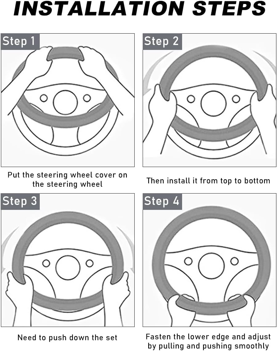 DXNQ Car Steering Wheel Cover, 15 Inch Carbon Fiber Leather Stitching Color Steering Wheel Protector, Anti-Slip Elastic Breathable Steering Wheel Cover Stylish Decor for Most Cars (Black&Red) - Beige, Ad image number 6