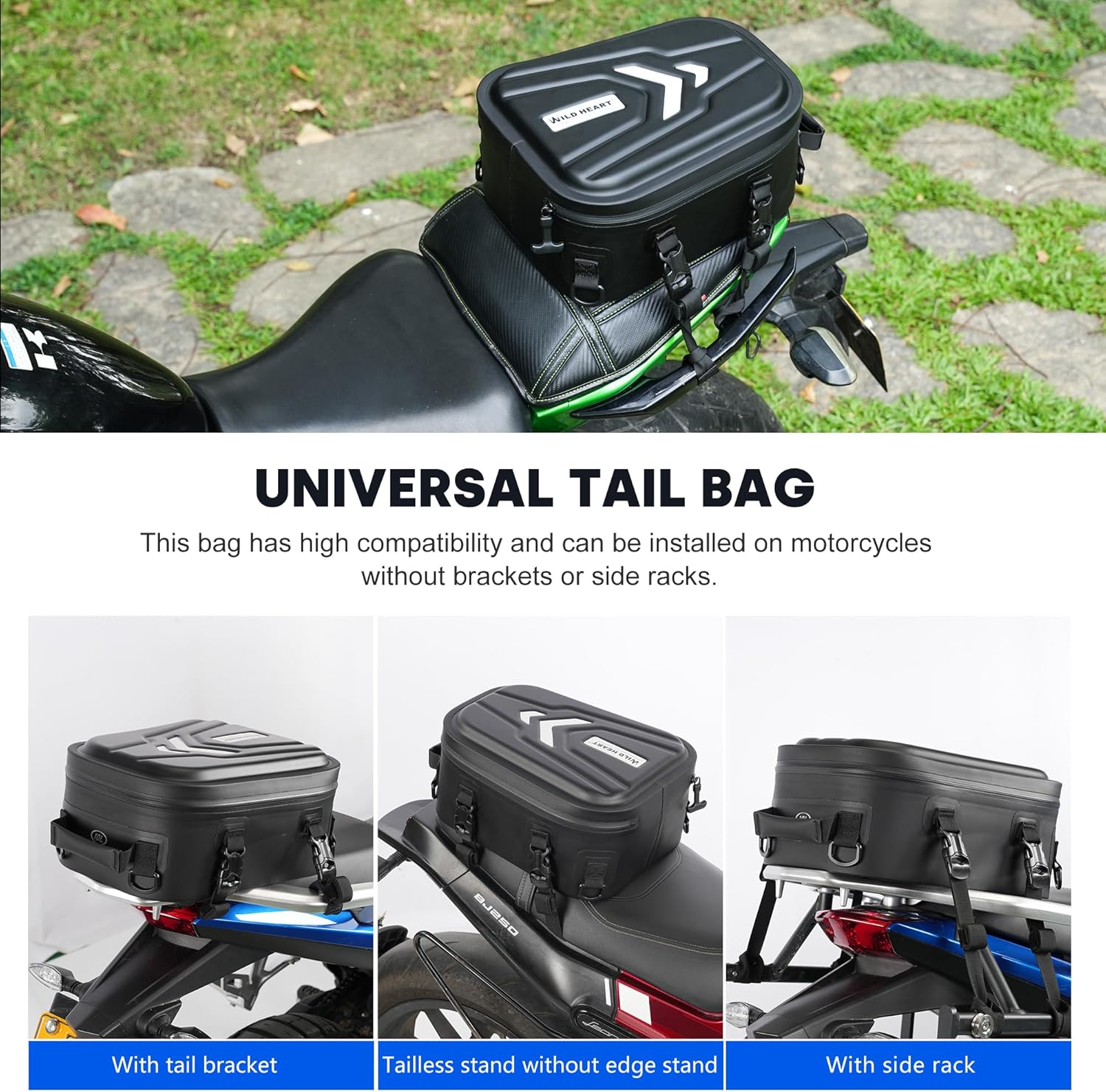 WILD HEART Motorcycle Hard Waterproof Tail Trunk Bag Multifunctional Rider Backpack image number 5