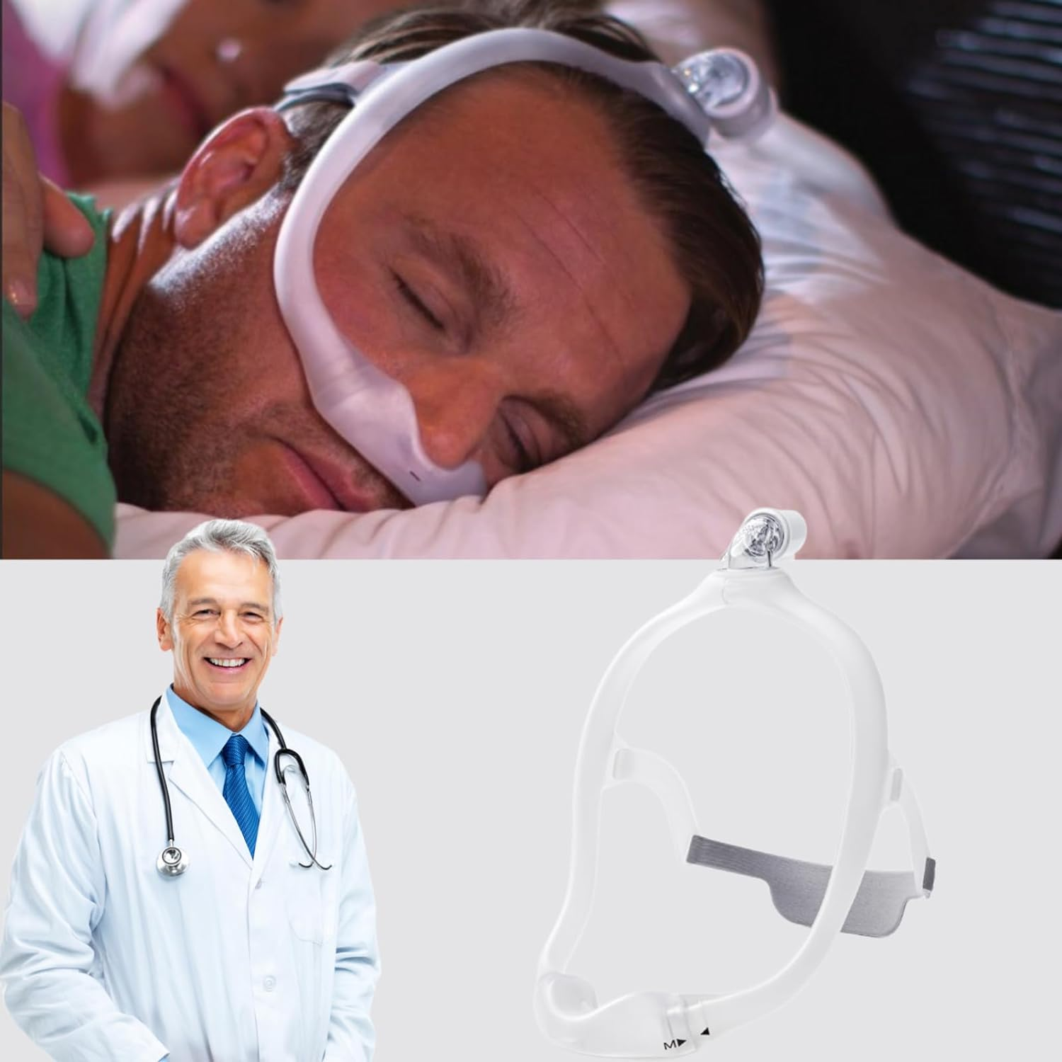 Gbbazu Nasal Frame Assembly for Dreamwear, Upgrade Nasal Mask Frame with Headgear, Silicone Soft Perfect Sealing Nose Masks with Headgear, Frame, Tube, 3 Size Nasal Pillow and Absorbent Cloth image number 3