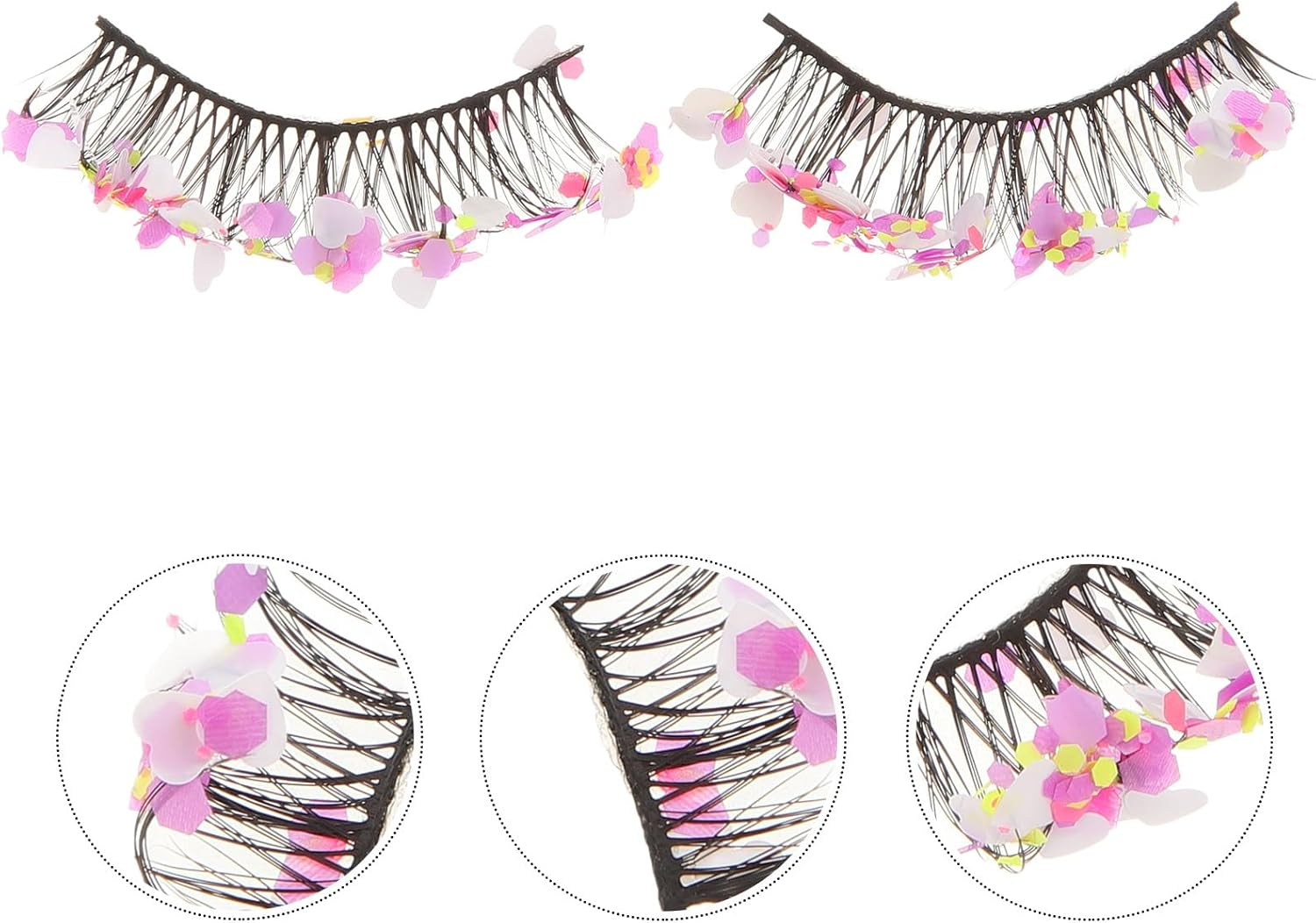 DECOMELODY Colored Glitter False Eyelashes Decorative Lashes with Luminous Stage Makeup for Festival Party Use image number 2