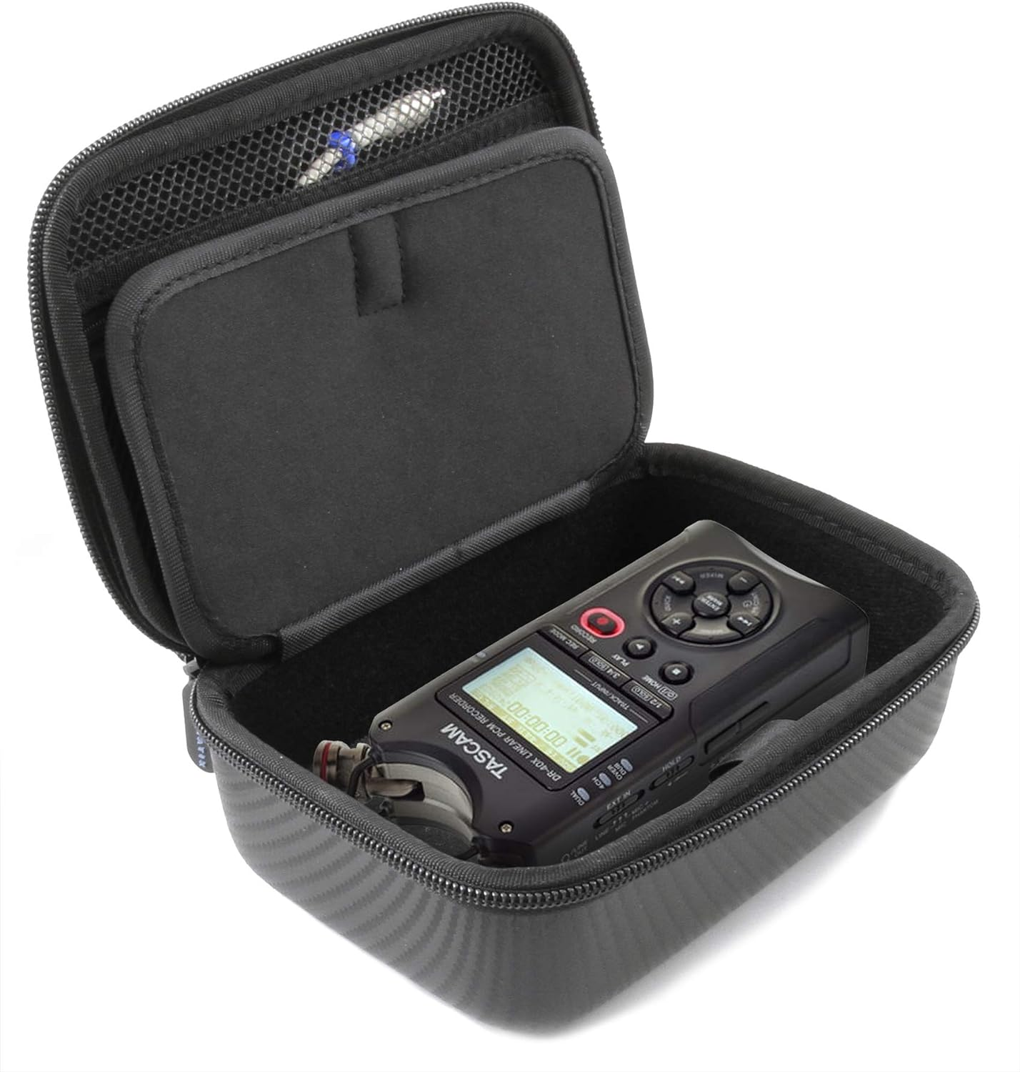 CASEMATIX Travel Case Compatible with Tascam DR-40X Handheld Recorder, DR-05X Stereo Recorders, or DR-07X Portable Digital Audio Interface - Includes Carry Case Only