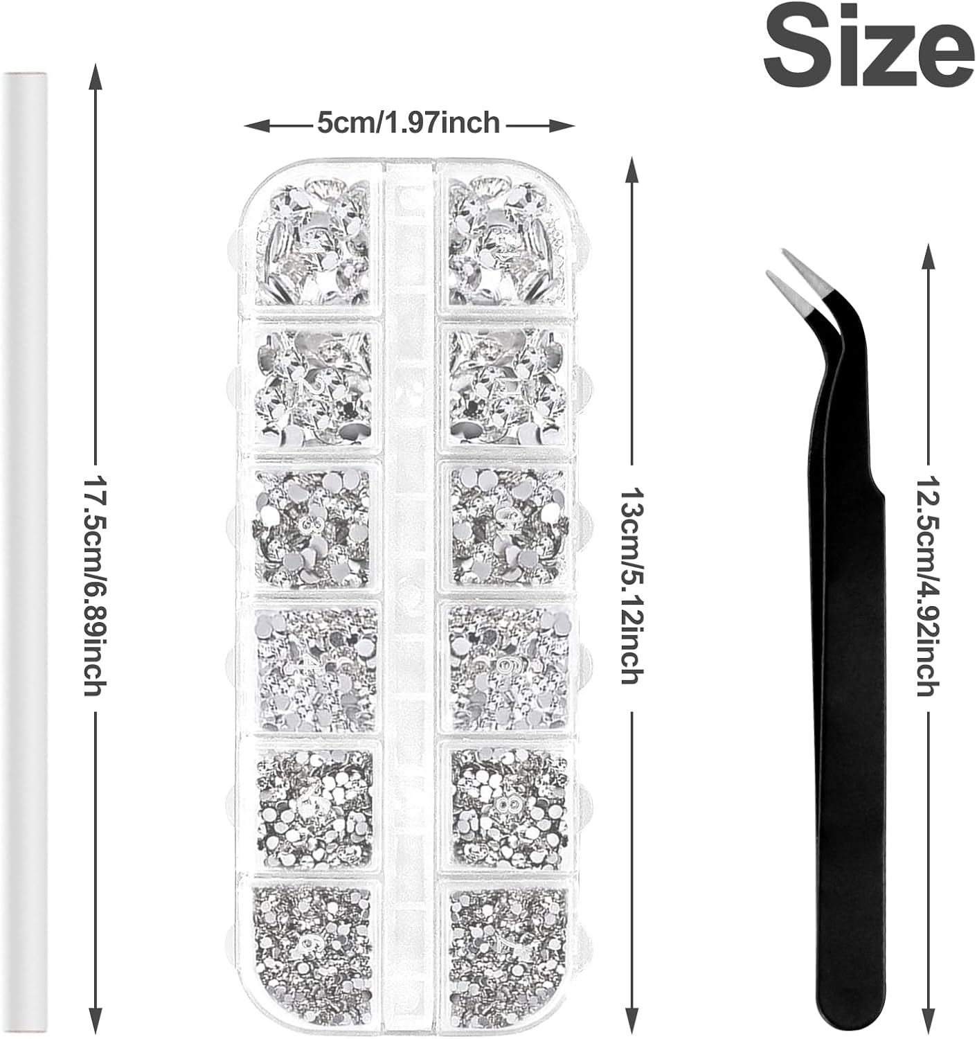 Sularpek Sularpek 1440 Pcs Rhinestones, Nail Gems, Flat Back Gems, Crystal Nail Art Rhinestones, with Pick up Tweezers and Rhinestone Picker Dotting Pen, Nail Art Tools for Crafts Nail and Face image number 4