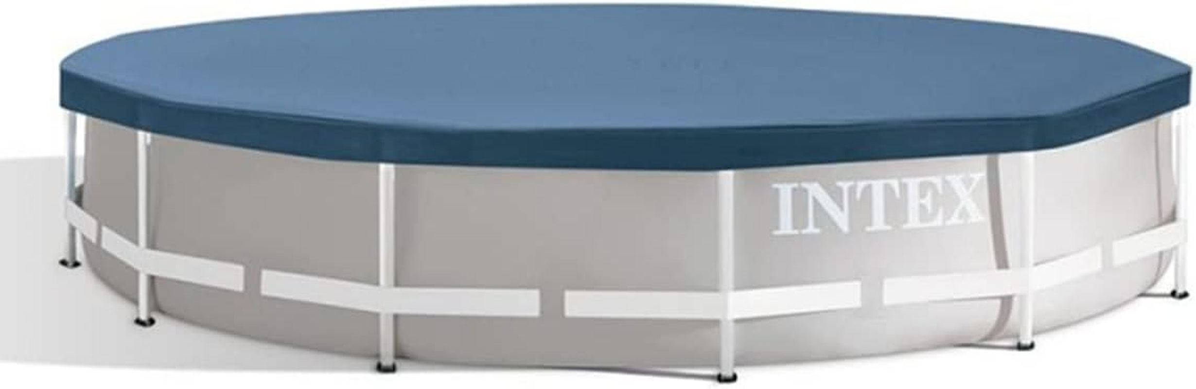 INTEX 28032E Pool Cover: for 15Ft round Metal Frame Pools &ndash; Includes Rope Tie &ndash; Drain Holes &ndash; 10In Overhang &ndash; Snug Fit image number 1