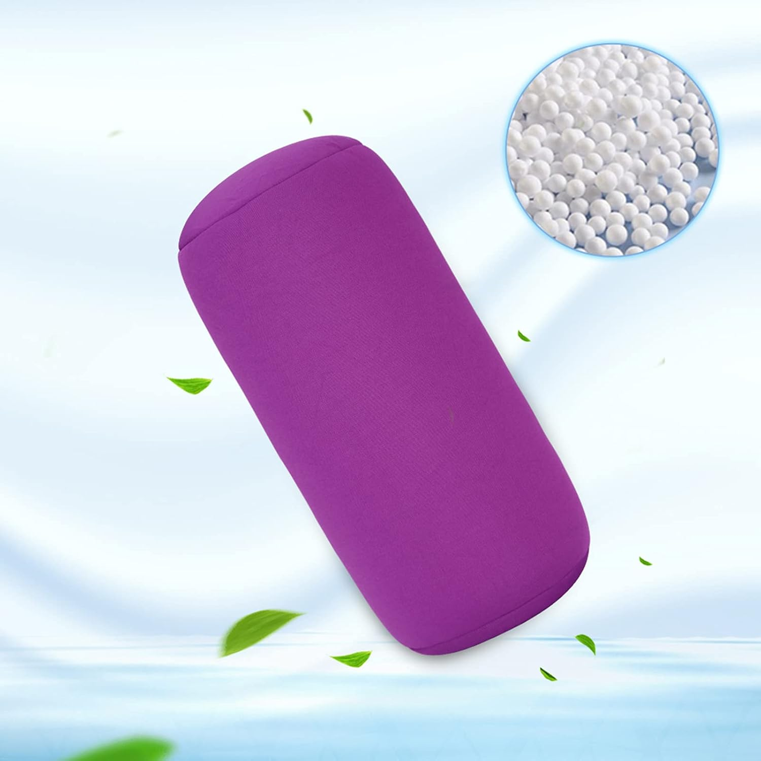 EVTSCAN Mini Microbead Tube Pillow, Comfortable Back Cushion Roll Throw Pillow Sleep Neck Support Cushion for Travel or in Home 6 Optional Colors(Purple) image number 1