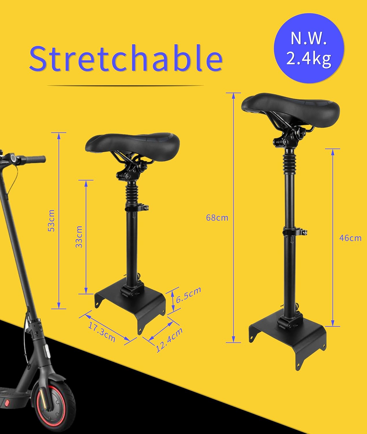 Electric Scooter Seat Saddle, Foldable Adjustable Shock Absorbing Foam Cushion Seat Electric Scooter Modification Accessories, Scooter Seat Saddle for F Series F20 F25 F30 image number 4