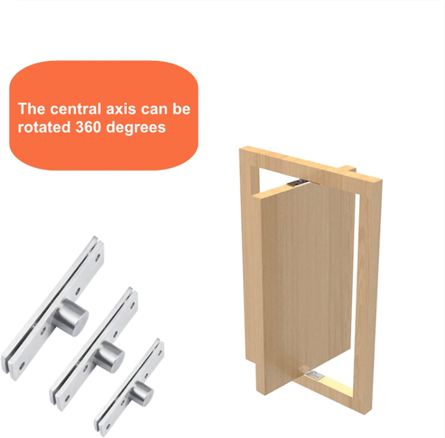 2 Pack 180&deg; Rotation Door Pivot Hinge - Concealed Hidden Bookcase Hinge for Secret Doors - Stainless Steel Hardware, Medium