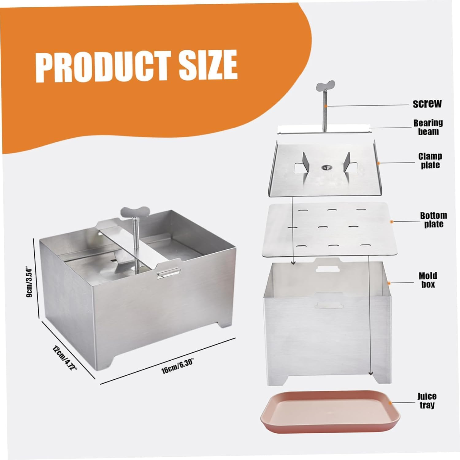 Alerrawia Tofu Presses Tofu Press, Stainless Steel Tofu Presses, Adjustable Paneer Maker with Drain Hole and Drip Tray 304 Food Grade Stainless Steel Tofu Making Mold