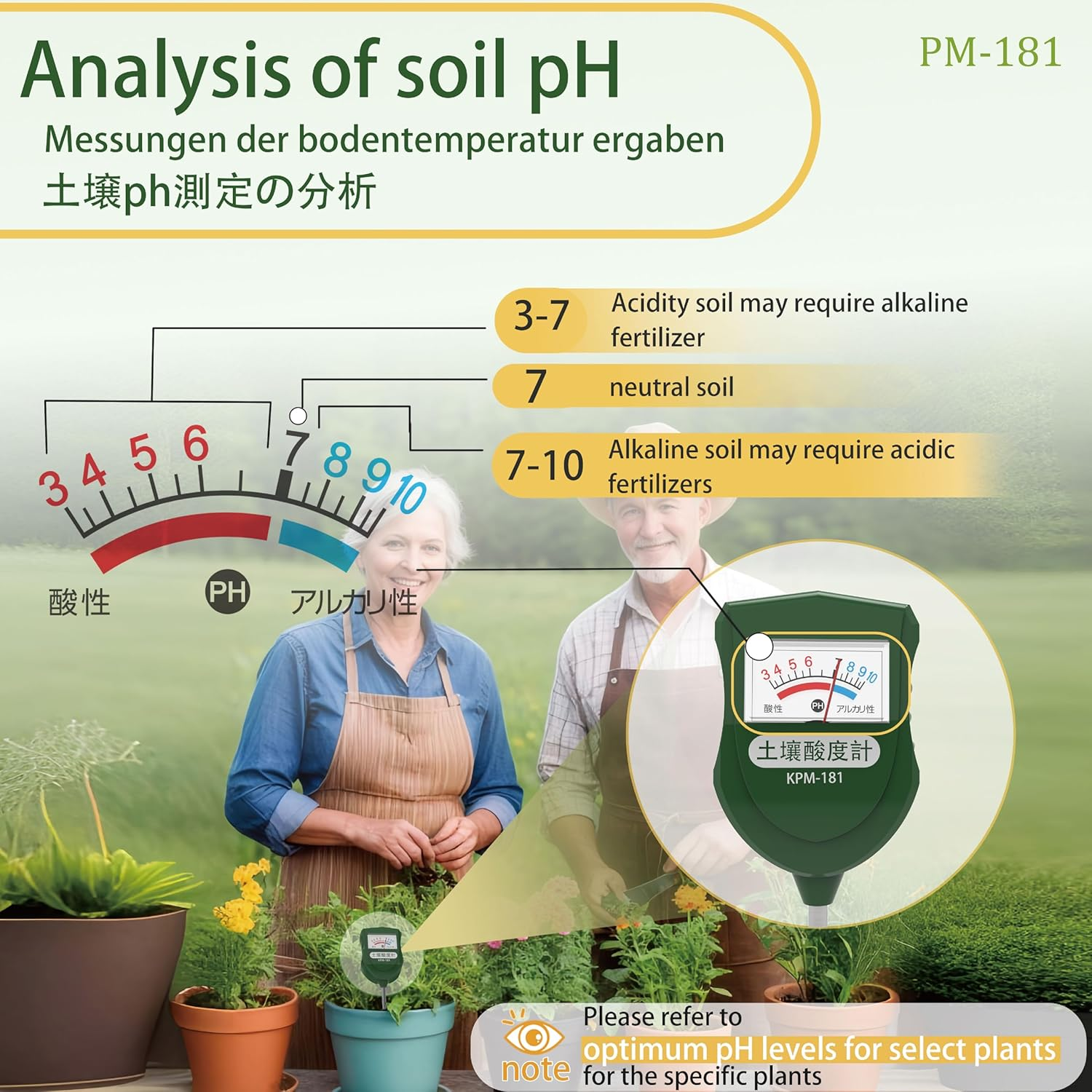 FUTURESUN Soil Ph Meter | High-Accuracy Soil Acidity & Alkalinity Tester, No Battery Needed, Durable Copper Probe, for Gardens, Farms, Greenhouses, and Potted Plants image number 4
