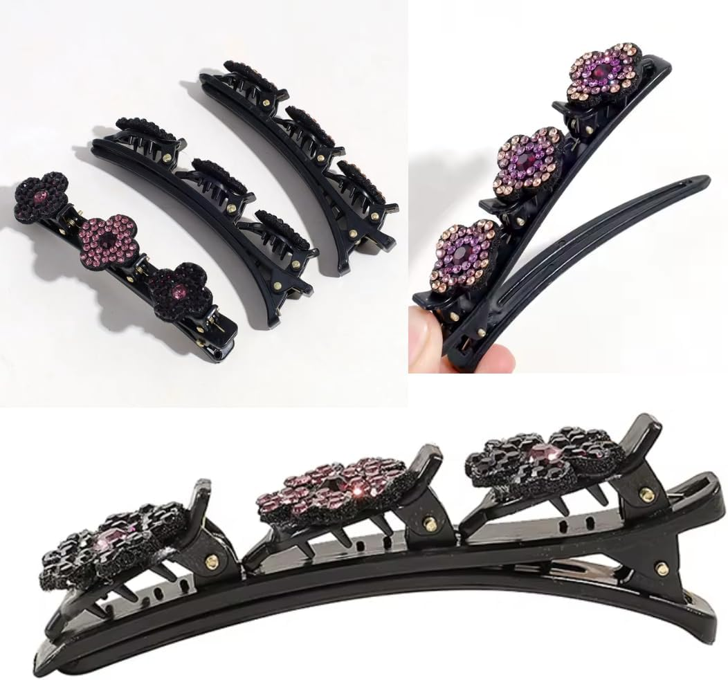 1 X Sparkling Crystal Hair Clips, Braided Hair Clips for Women, Girls, Elegant Rhinestone Hair Clips for Hairstyles, Non-Slip & Stylish for Everyday, Wedding & Party (Blue) image number 4