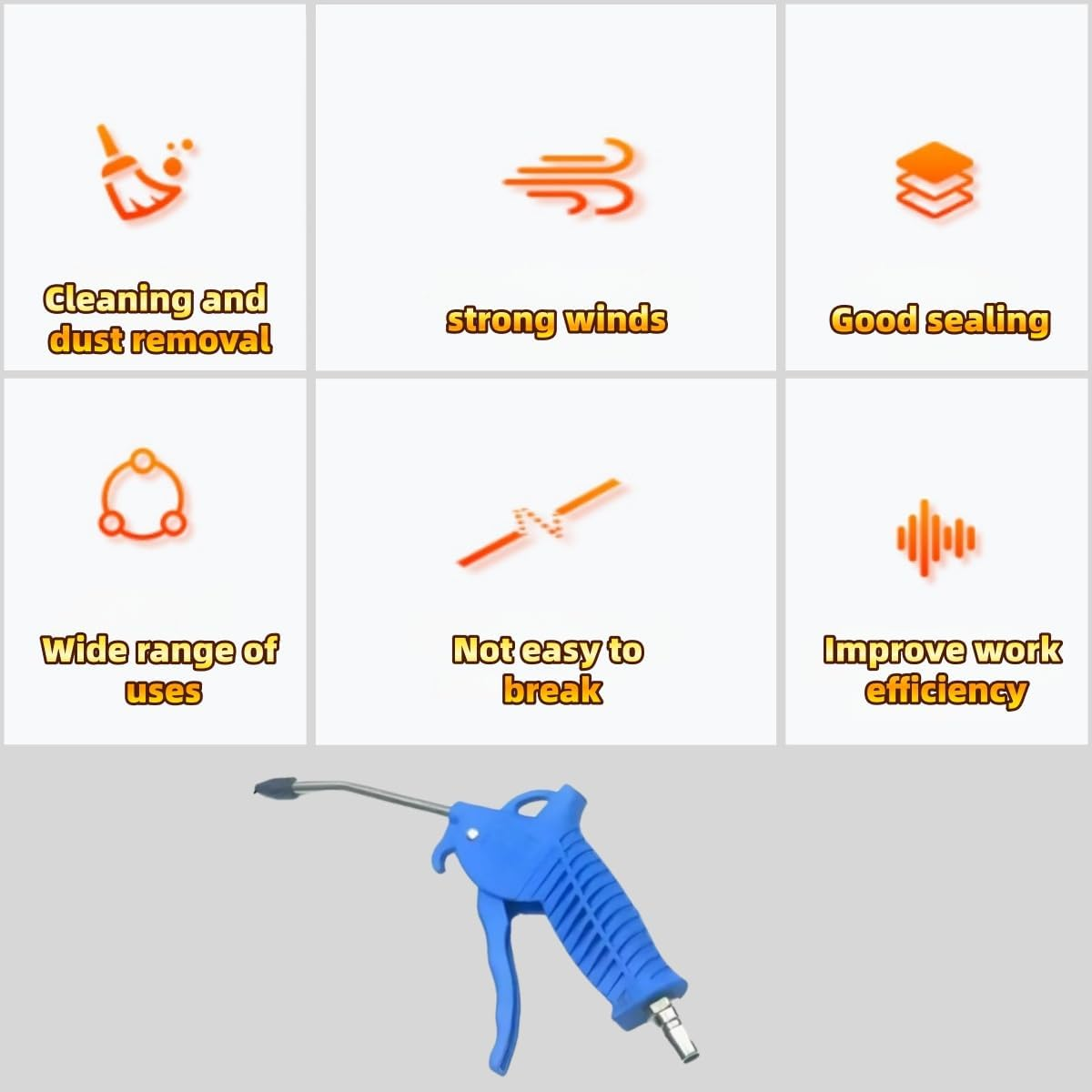 High-Pressure Air Blowing Gun Rubber Protection Curved Nozzle, Dust Removal Tools, Industrial and Household Blower Gun with Sharp Quick Connector, High-Pressure Dust Removal image number 5