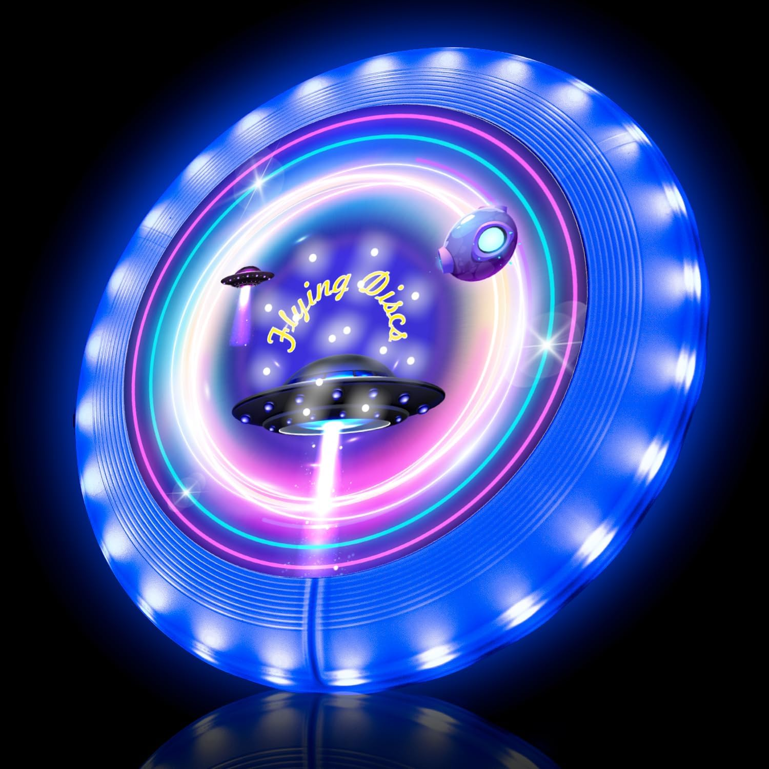 27Cm Glowing in the Dark Frisbee, Glow in the Dark LED Flying Disc with 39 RGB Leds,7 Modes, Waterproof, 178G and Rechargable image number 1