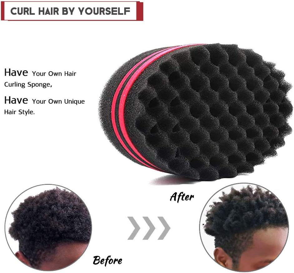 3Pcs Magic Hair Twist Sponge Brush, AUHOKY Premium Two-Sided Barber Curl Sponge with Small Holes, Men Women Children Hair Styling Care Tool for Afro Curling Coils Wave Hair Dreadlocks(3Colors) - 3Pcs image number 4