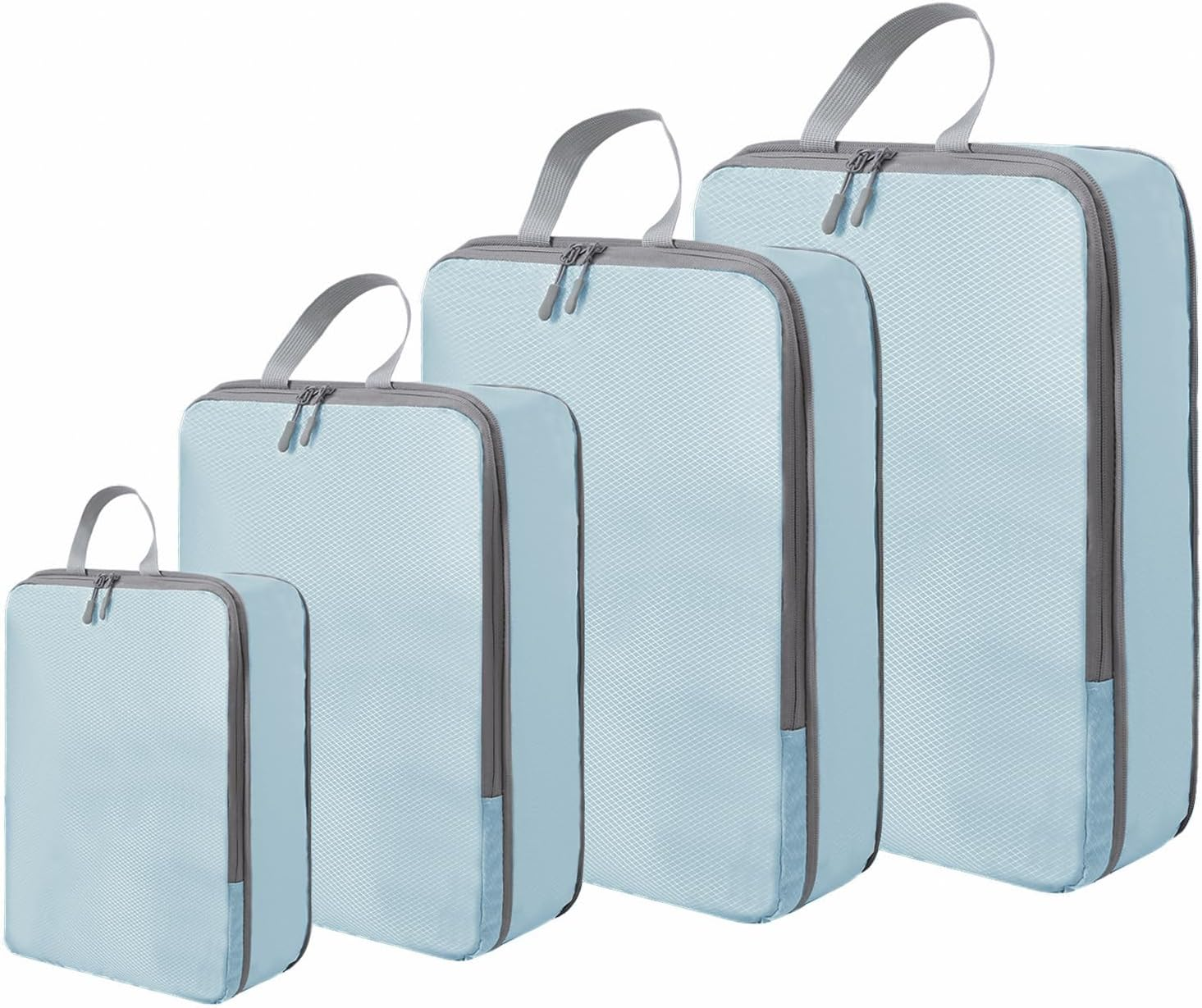 Compression Packing Cubes, 4Pcs Expandable Storage Travel Luggage Bags Organizers (Grey)