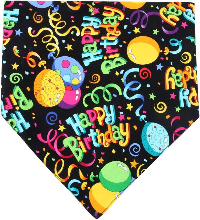 Dog Birthday Bandana Triangle Bibs Scarf Accessories Black Small