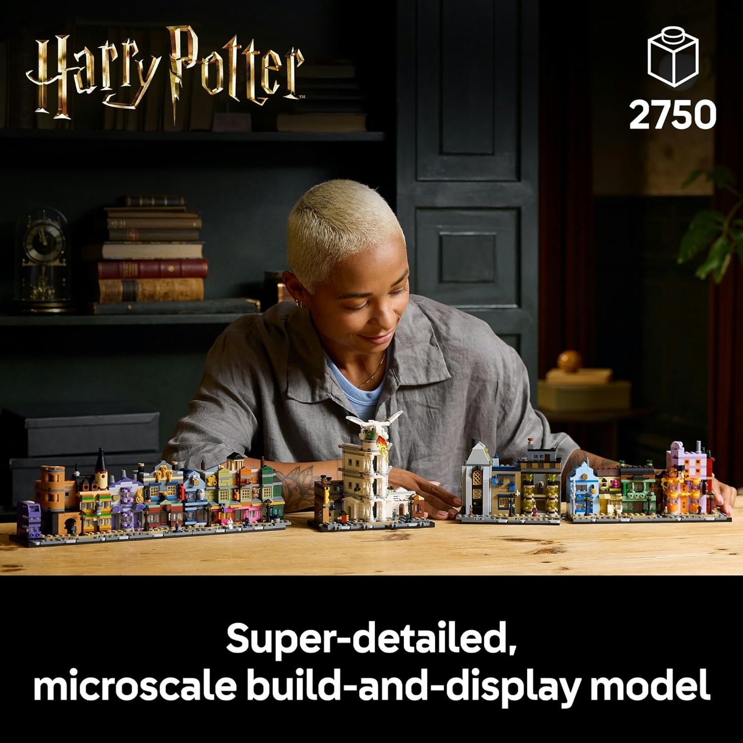LEGO Harry Potter Diagon Alley Wizarding Shops Model Building Kit for Adults, Collectible Set for Home Office Decor, Includes 12 Wizarding World Figures Incl. Ginny Weasley, Mr Borgin & More 76444 image number 2
