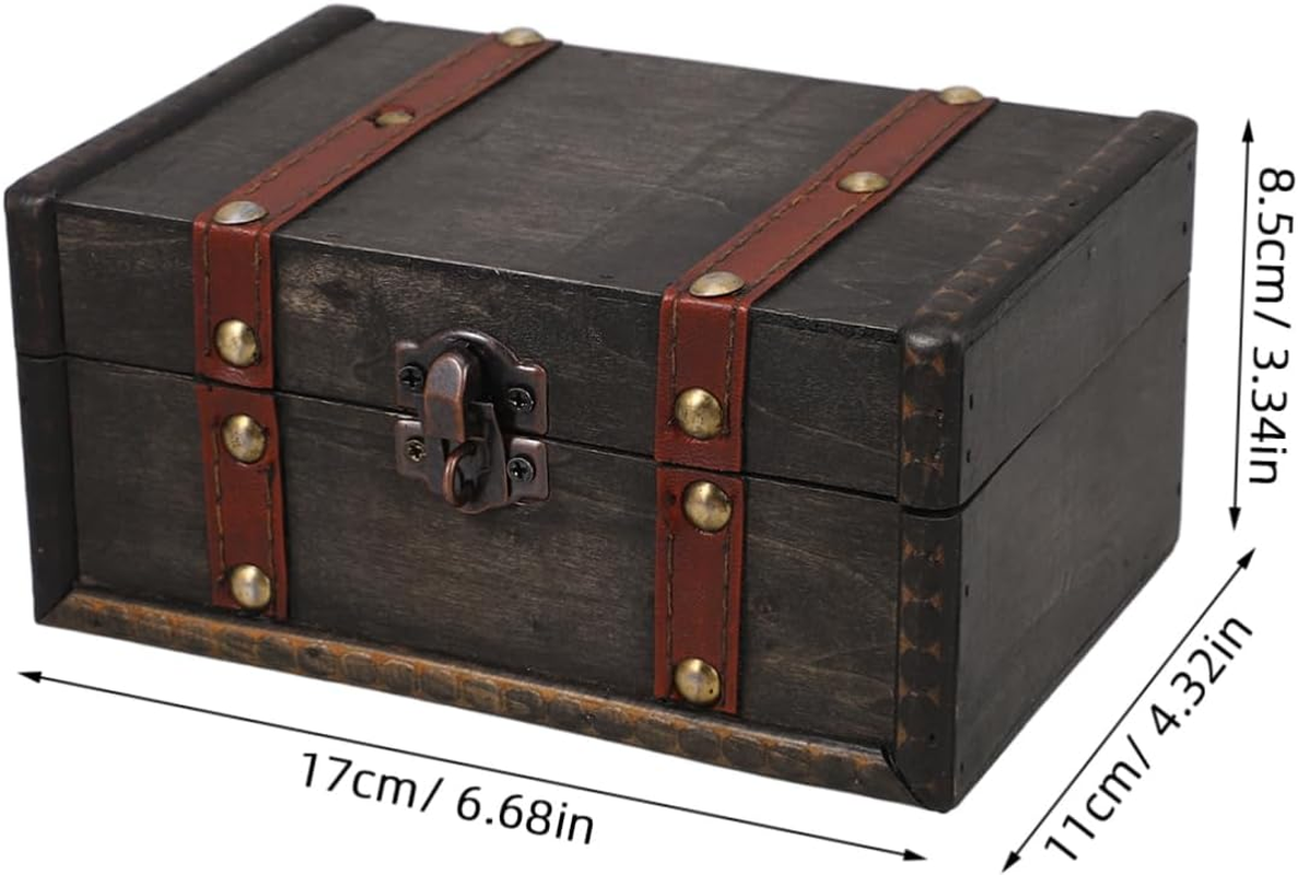 Retro Storage Box Vintage Wooden Treasure Chest Decorative Organizer for Home Decor and Keepsake Storage for Displaying Collectibles image number 4