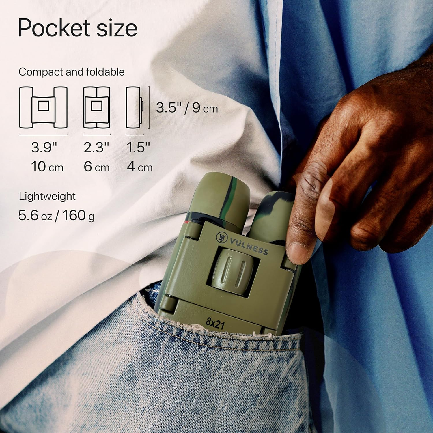 Binoculars for Adults | Compact Small Mini Travel Binocular for Bird Watching High Powered Electronics Cruise Ship Essentials Norwegian Alaska Must Haves Hiking Camping Gear by VULNESS (Camo, 8X21) - Blue image number 4