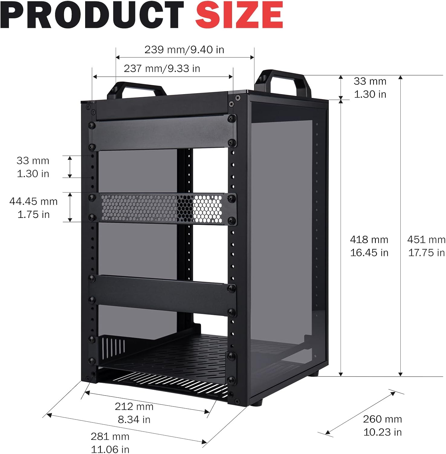 Geeekpi 8U Server Rack Cabinet, Deskpi Rackmate T1 Plus,10 Inch Network Rack for Servers, Network, A/V Equipment, 10.23Inch/260Mm Depth (Black) image number 3
