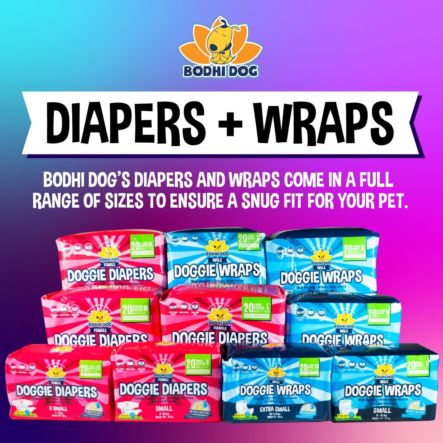 Bodhi Dog Disposable Male Dog Diapers - Super Absorbent, Leak-Proof Pee Wraps - Adjustable Fit, Comfortable Design, Advanced Moisture Control, and Wetness Indicator - Large (20 Count) image number 4