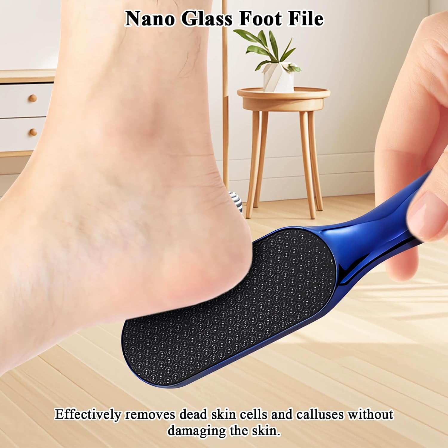 Nano Glass Foot File Callus Remover, Callus Removal Foot, Pumice Stone Foot Care Glass Nail File, Foot Glow Callus Remover, Removes Callus Planer, Equipped Comfortable Handle (Blue and Gold) image number 1