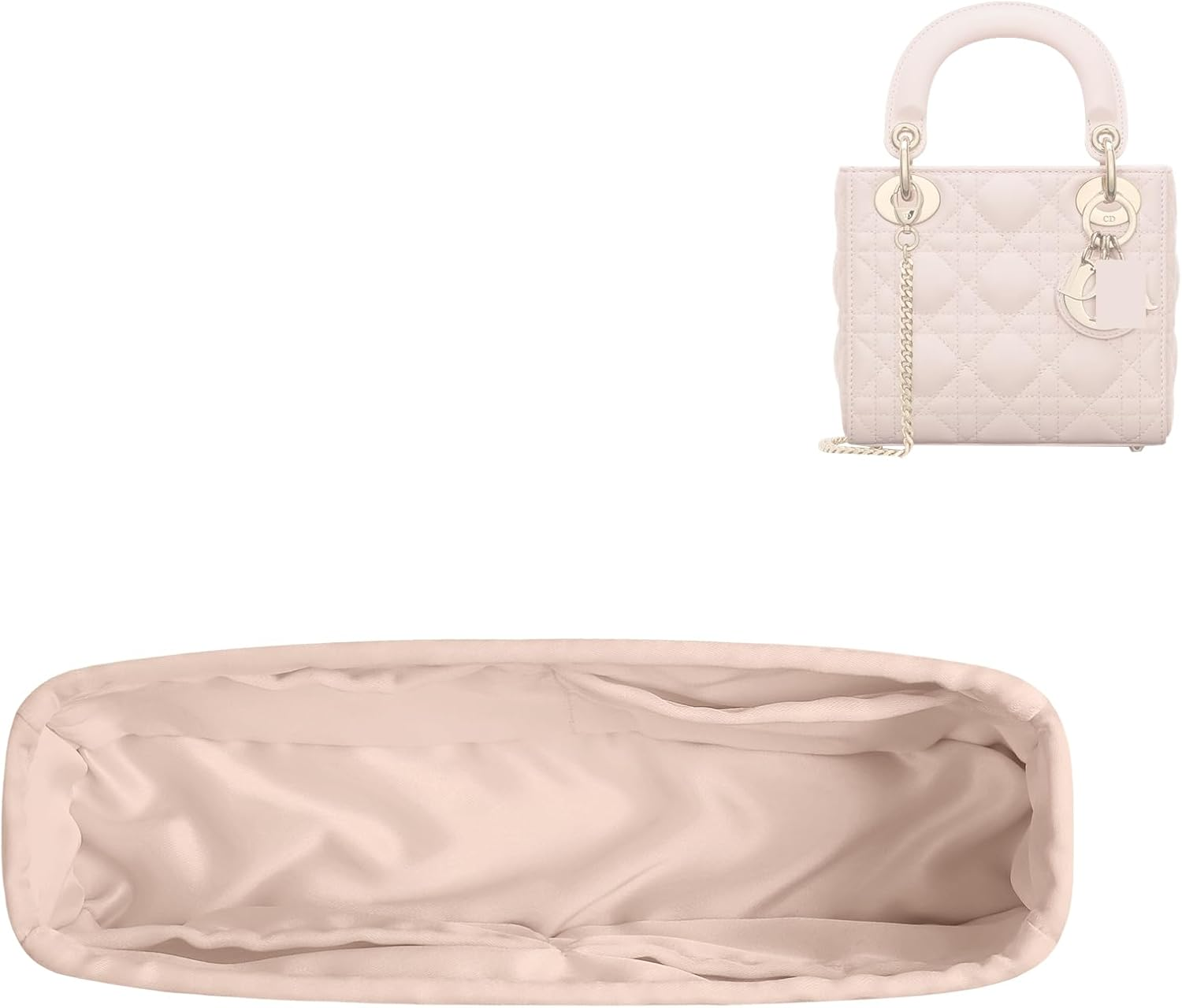 DGAZ Silk Purse Organizer Insert for Lady-Dior Micro/Mini/S/M/L Bags，Silky Smooth Bag Organizer，Luxury Handbag & Tote Shaper(Rose Dragee, S) image number 1