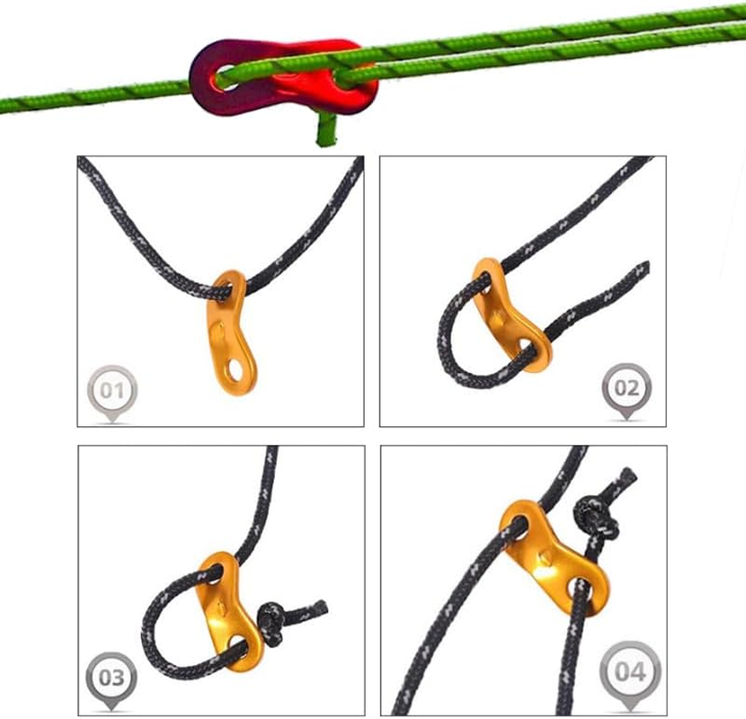 6-Pack Reflective Tent Guy Ropes, Betterjonny 4Mm*4M Reflective Nylon Cord with Aluminum Adjuster Light-Weight Tent Guide Lines Cord for Outdoor Tarp, Tent Fixing, Tent Rope image number 1