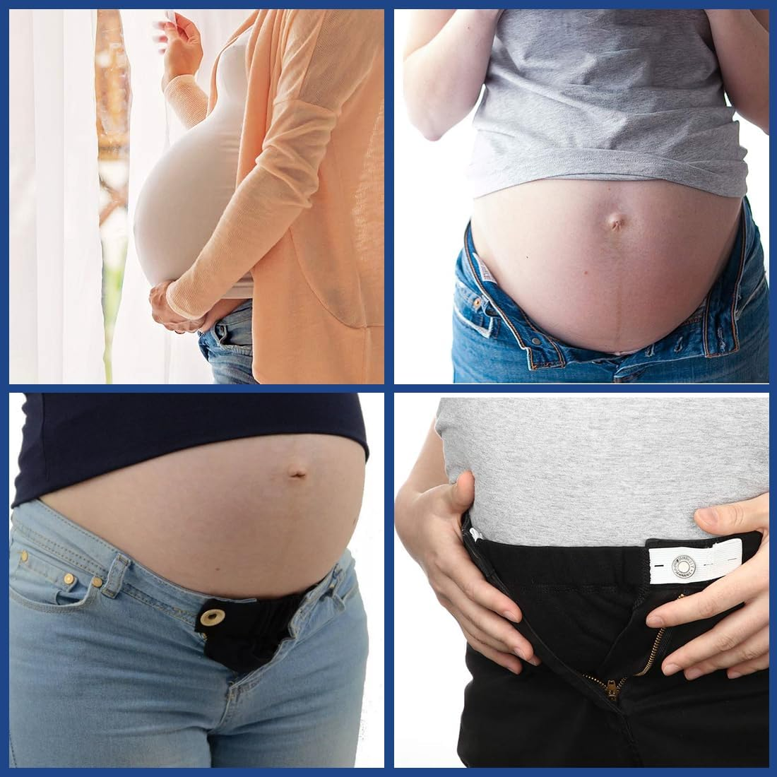 Pack of 4 Jeans Extensions with Adjustable Waistband, Elastic Maternity Trousers Extender, Adjustable Waistband Extension for Pregnant Women image number 1