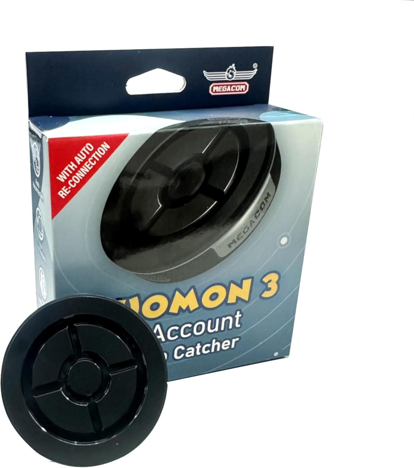 Megacom Duomon3 1P/2P Auto Catcher, Rechargeable Pocket Auto Collecting Device with Adjustable Lights, Sound Notifications and One Touch Reconnect - Black (Standard Version)