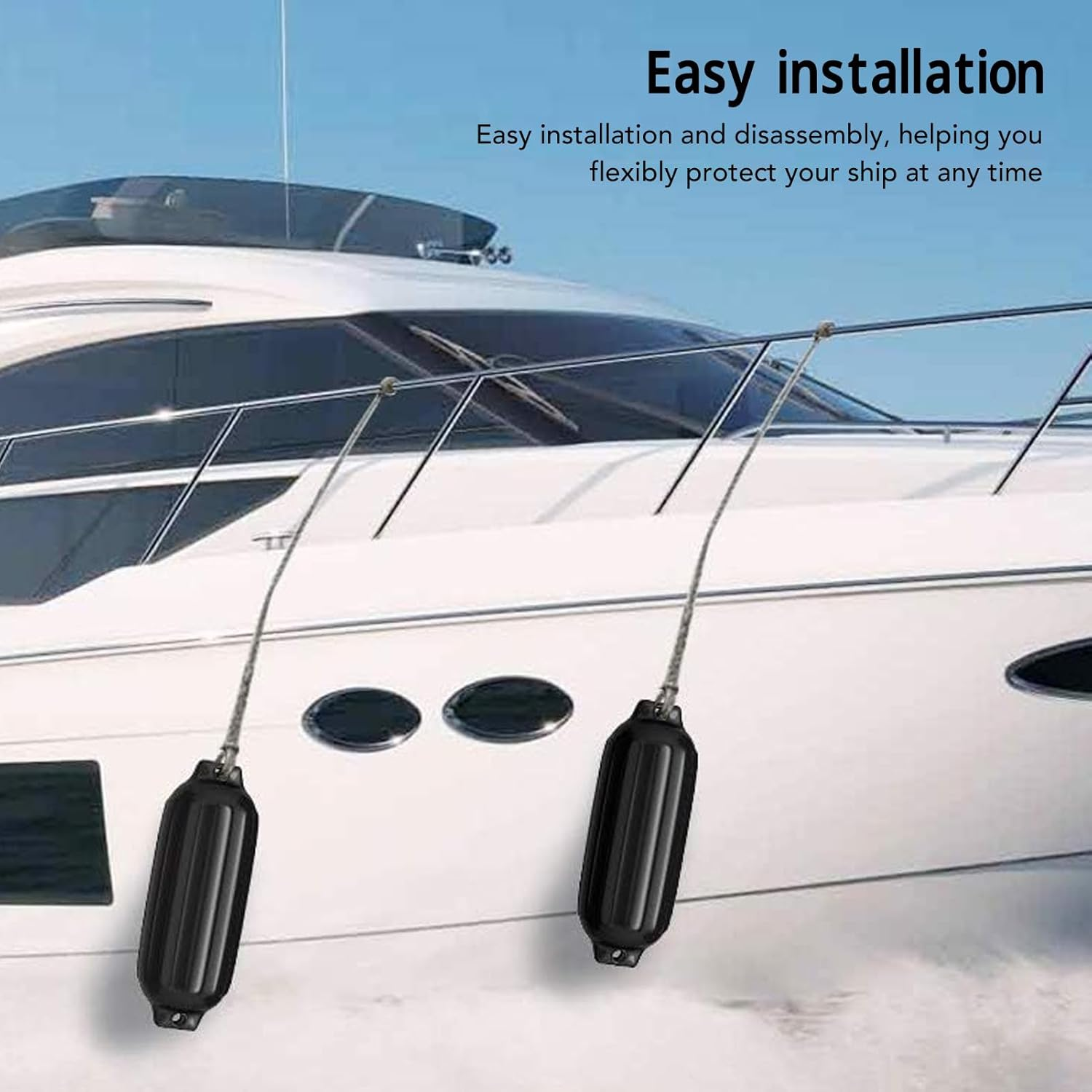 Boat Fender, 2 Pack Boat Bumpers Fenders for Docking, 4.5'' X16'' Inflatable Boat Bumpers Kit, Marine Boat Bumper Buoy for Yachts, Sailboats, Pontoons, Row Boats, Canoes image number 5