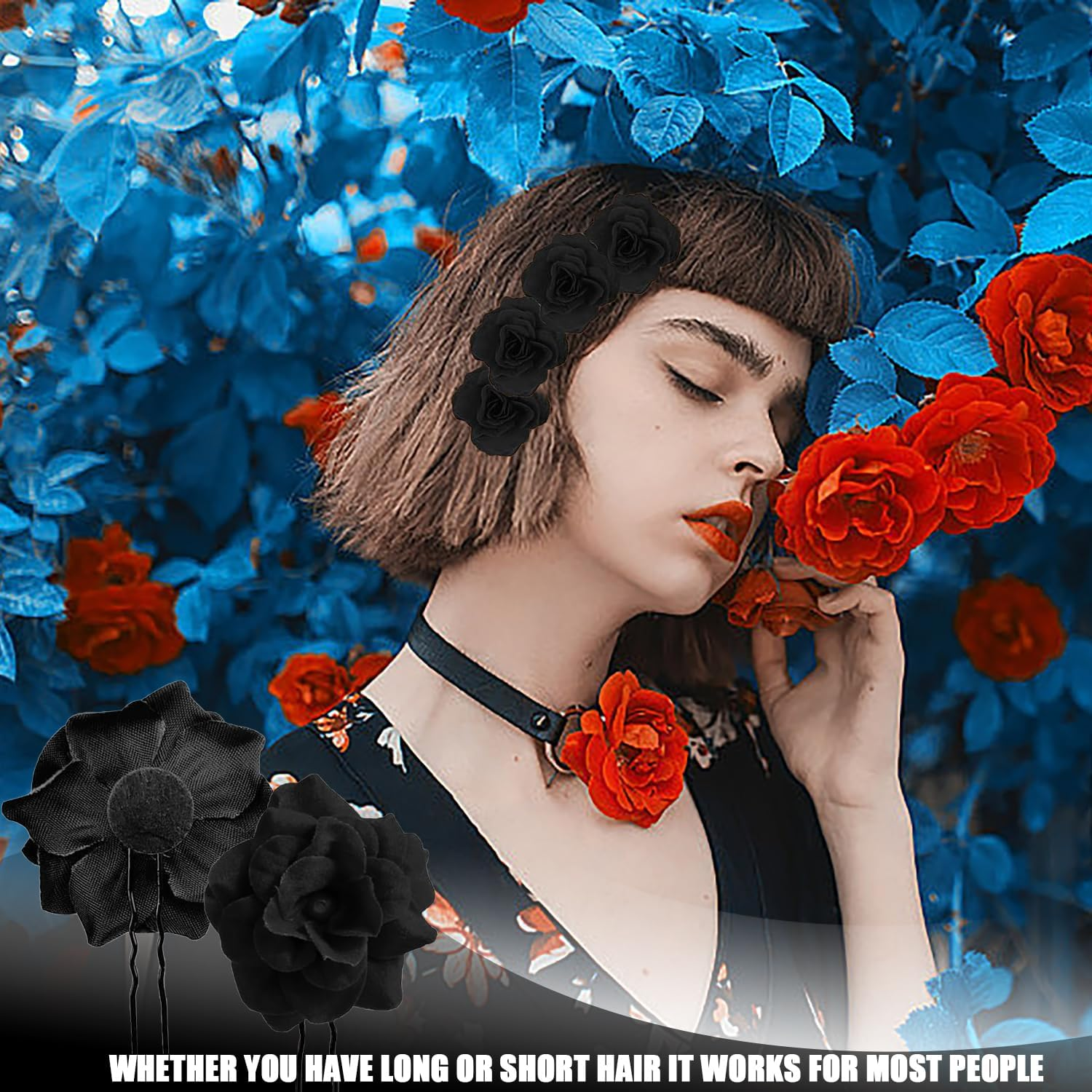 TRKETK Pack of 12 Rose Flower Hairpin, U Shaped Bridal Headpiece, Retro Flower Hairpins, Wedding Rose Hair Clips, Bridal Hair Accessories, Pin Brooch Wedding for Parties, Weddings, Dances image number 3