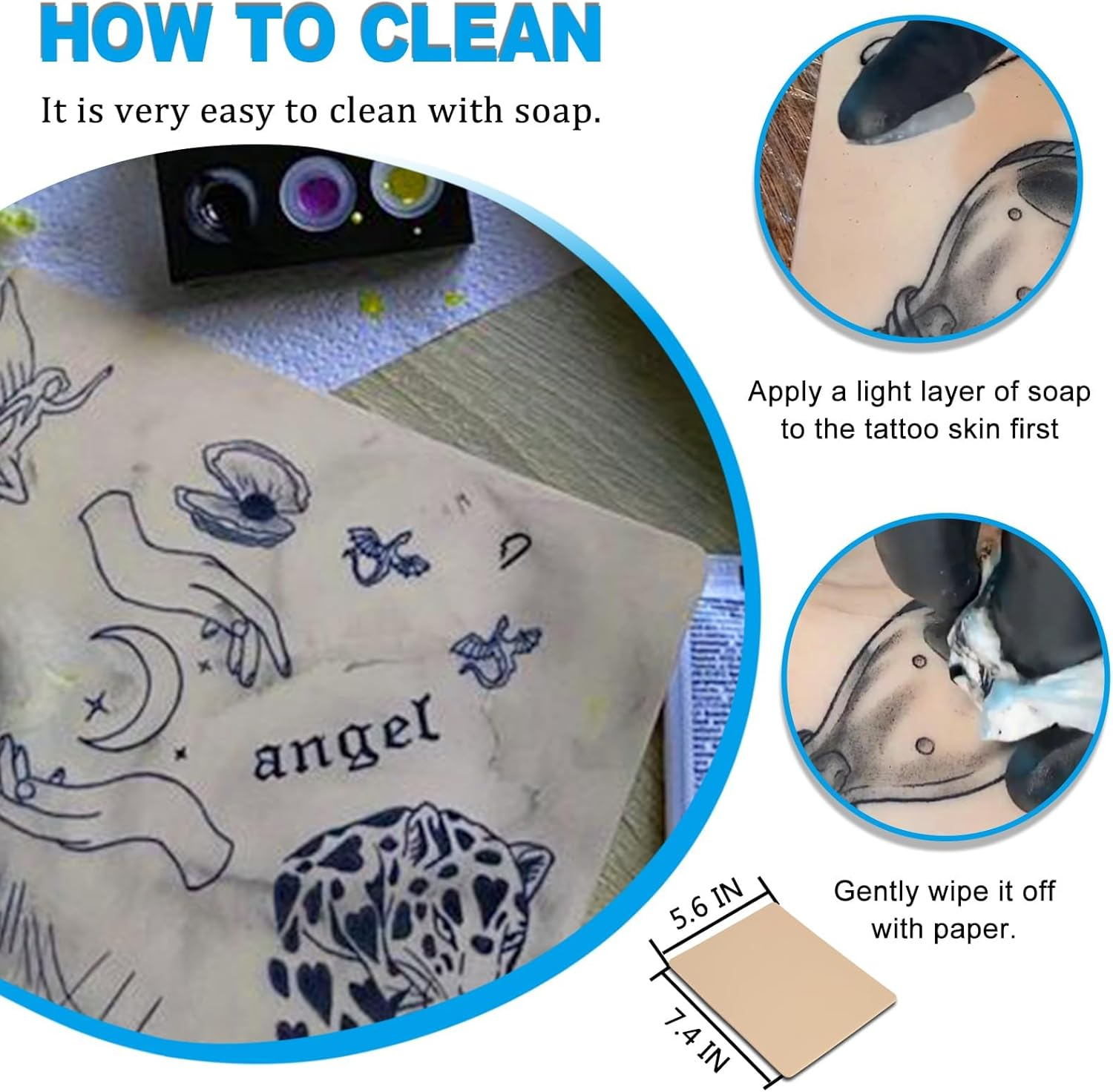 Reswish 3MM Professional Tattoo Practice Skin - 8-Pack Double-Sided Fake Skin (7.48"X5.6"), Ideal for Beginners and Artists image number 5