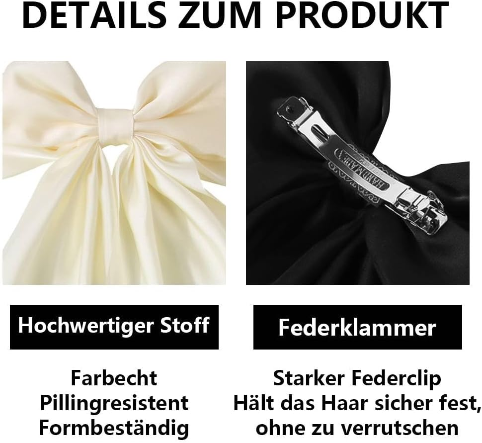 Funalix Bow Hair Clip, Pack of 2 Velvet Hair Bows - Elegant Hair Bow Clips, French Hair Bows for Women Everyday and Special Occasions (Black/White) image number 1