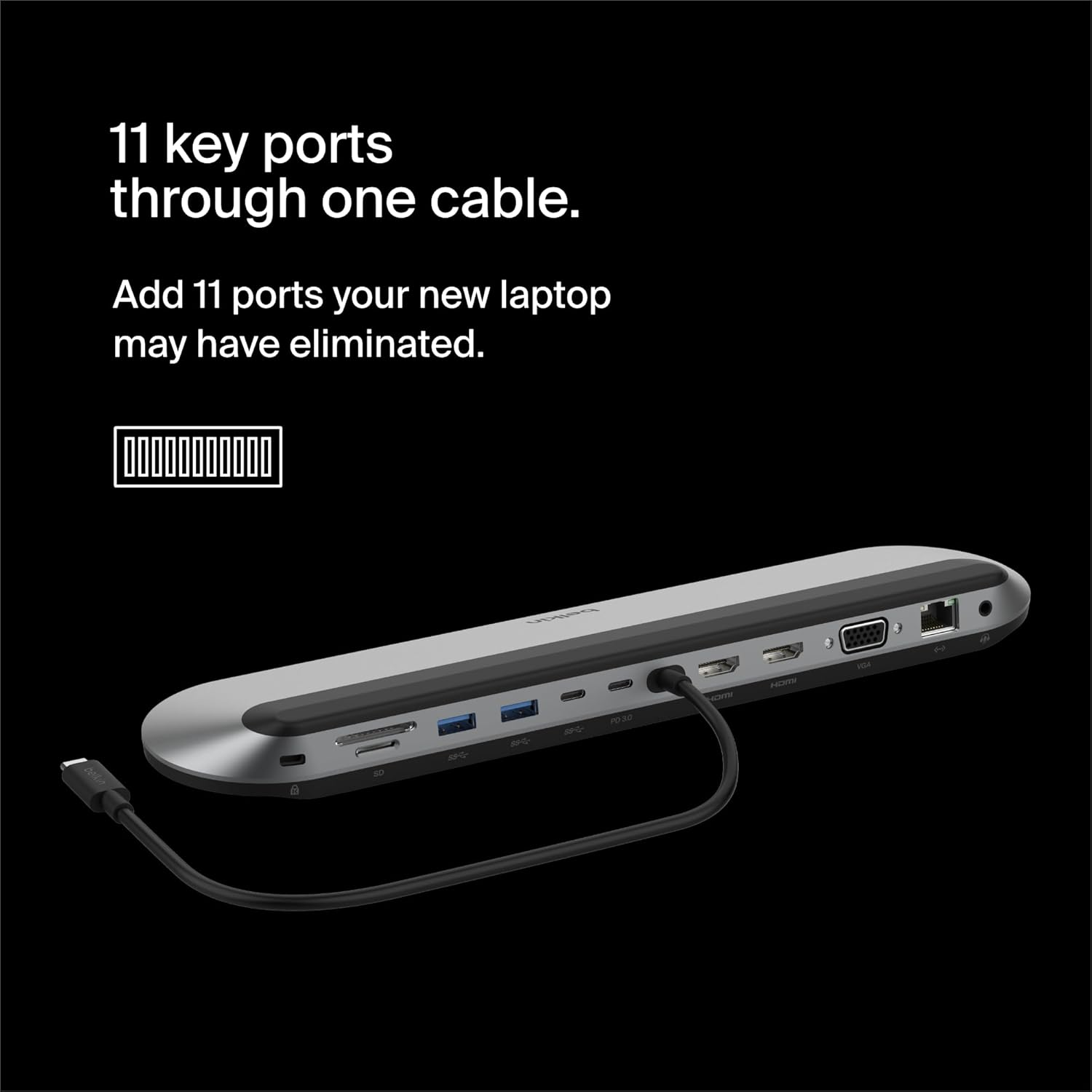 Belkin Connect 11-In-1 Universal USB-C Pro Dock W/ 3-Monitor Support, Silicon Motion Technology - Works with Mac, Windows, and Chromebook - 100W PD W/ 10Gbps Transfer Speeds & 2.5Gbps Ethernet image number 2