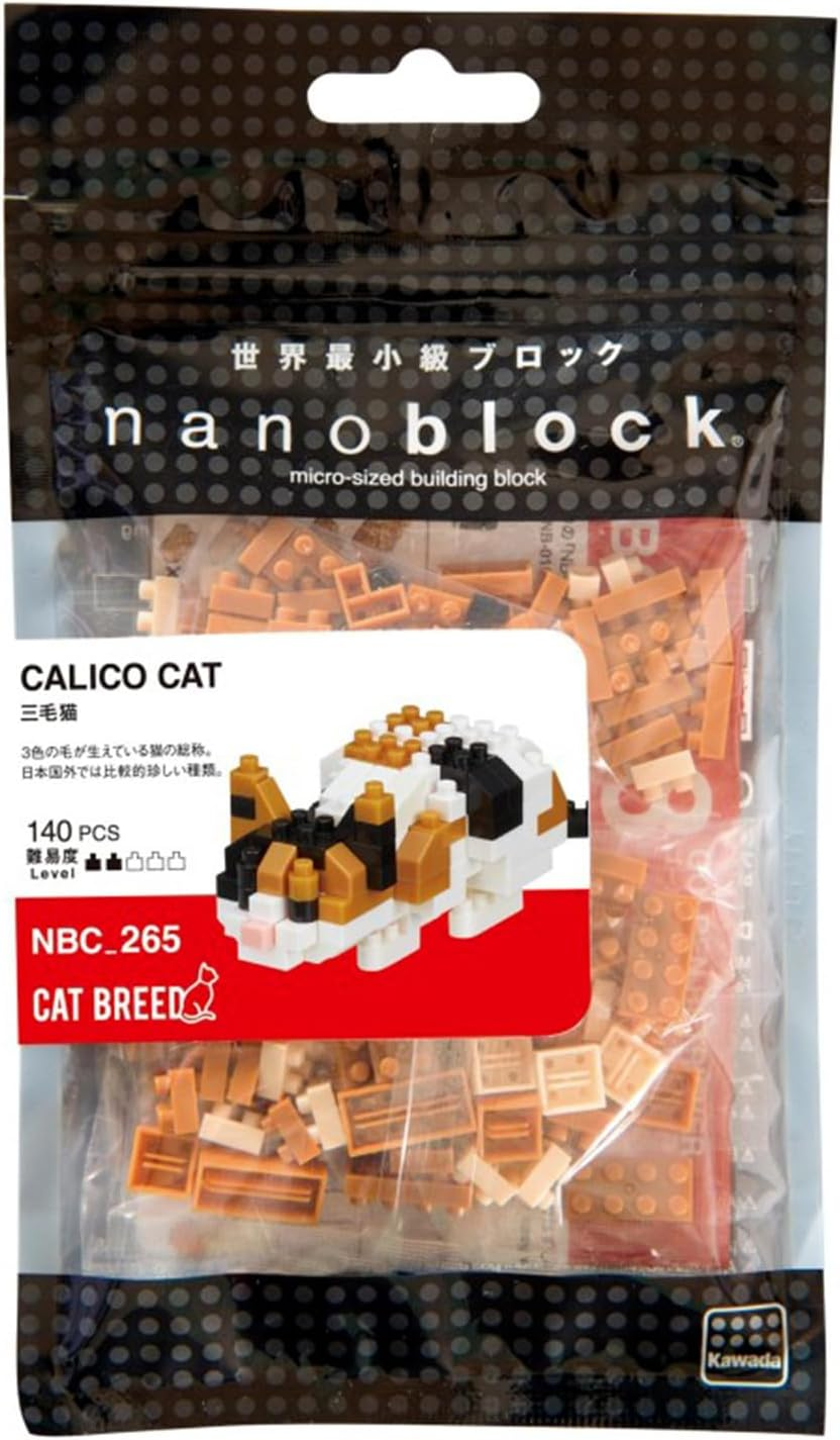 Nanoblock Calico Cat Building Kit, Orange